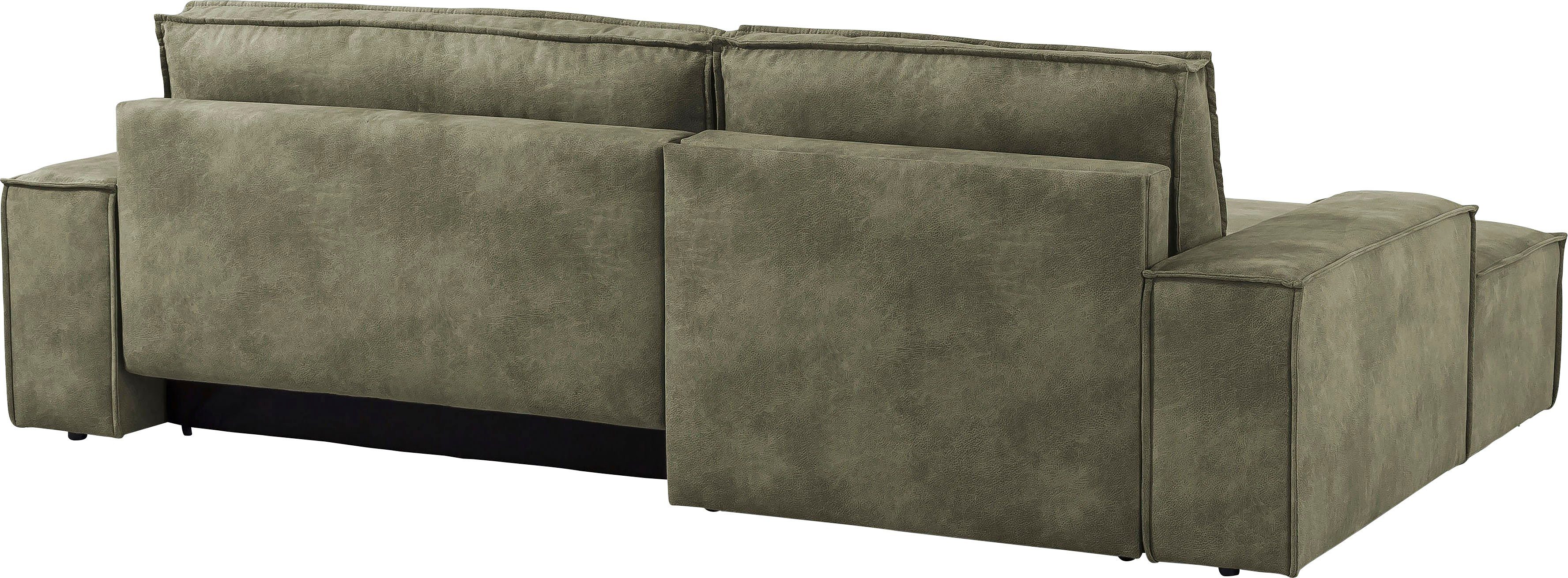 Home affaire Hoekbank SHERWOOD bedbank 267 cm, L-model, Slaapfunctie met bedlade (210x136 cm), cord, vintage, fluweel