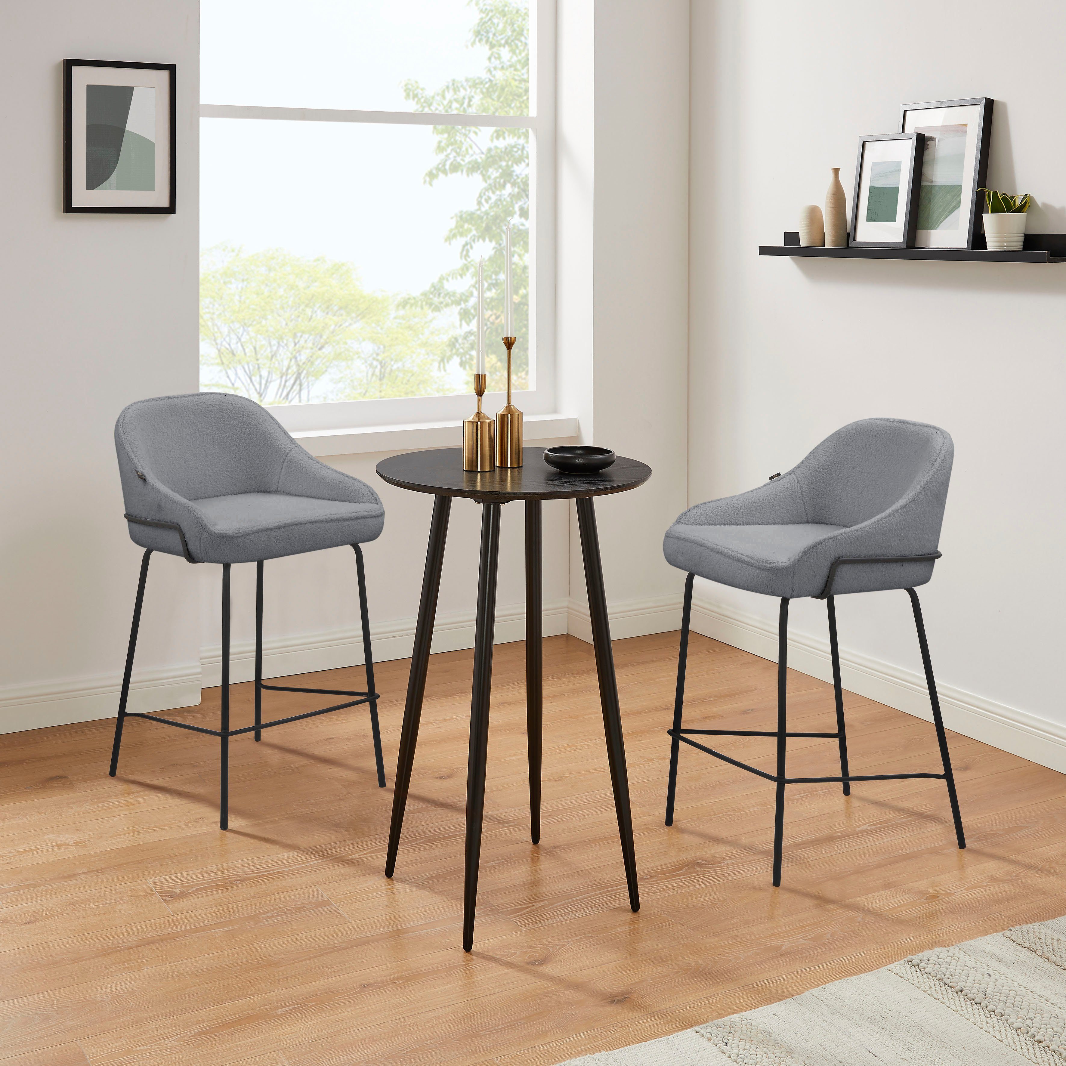 Leonique Stoel met 4 poten Puant met stof van polyester/gerecycled polyester, zithoogte 65 cm (2 stuks)