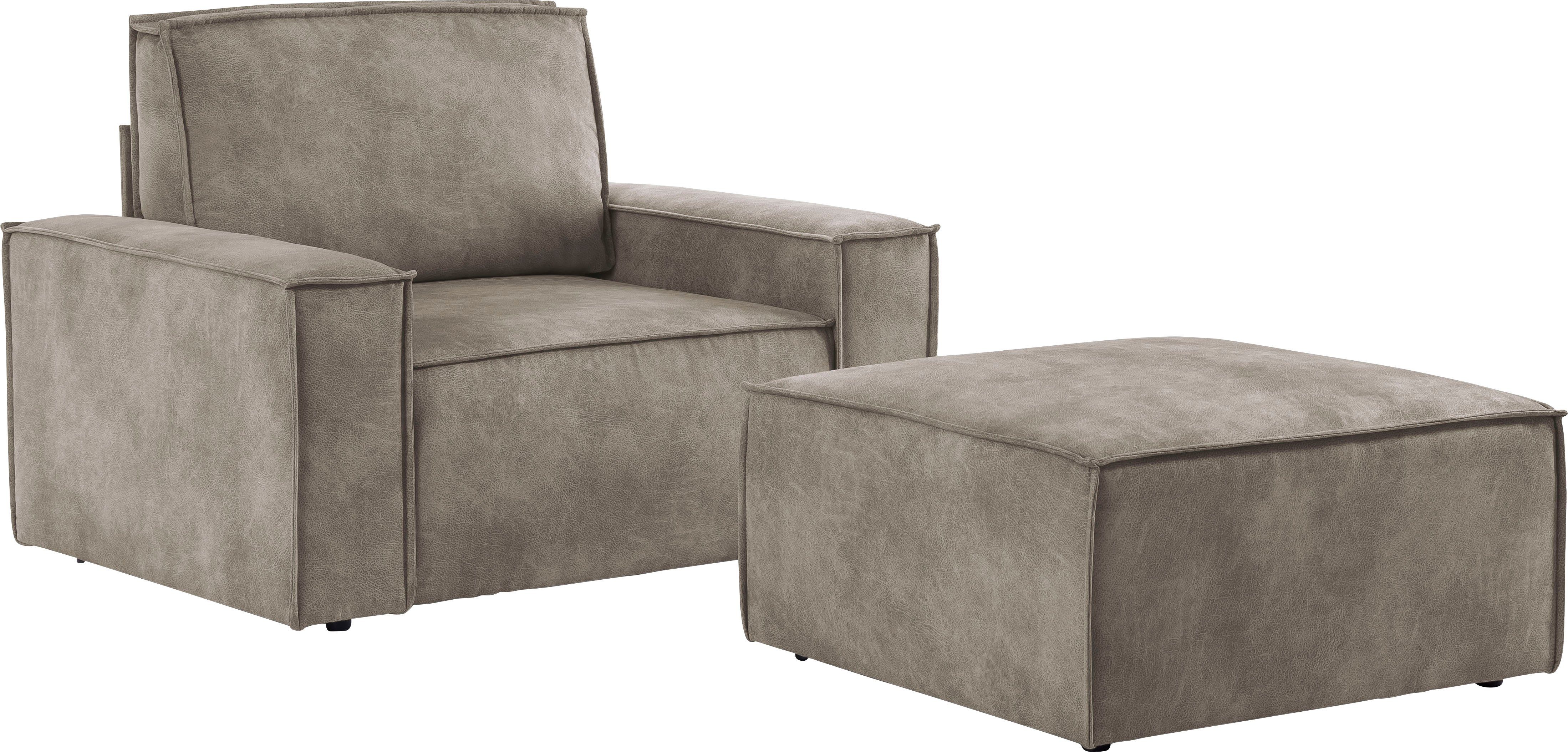 Home affaire Fauteuil Sherwood Loveseat en hocker als set, passend bij de bekleding-serie SHERWOOD