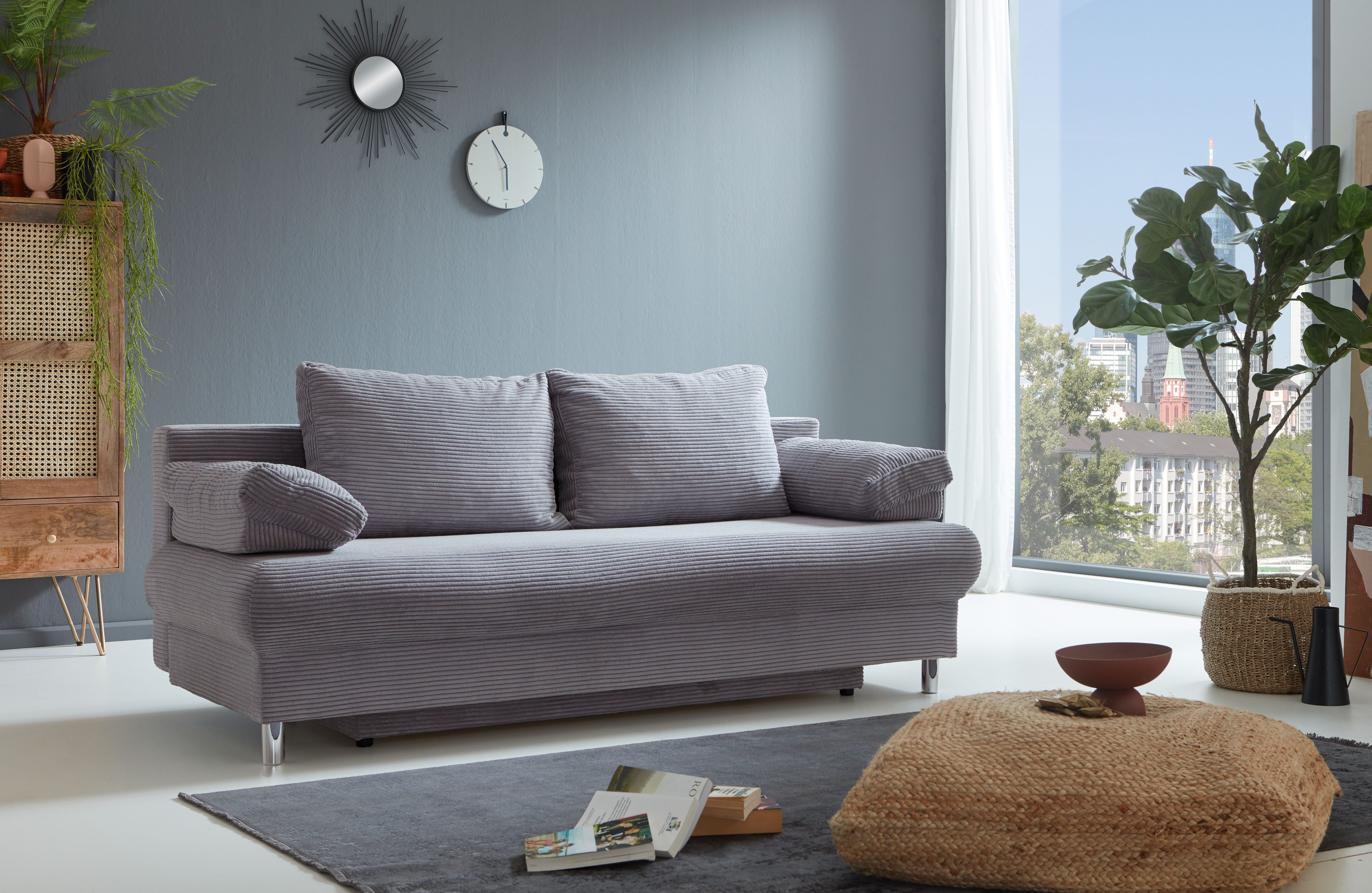 INOSIGN Slaapbank Como 2-zits, pocketvering, breedte 196 cm, incl. rug- en armleuningkussens