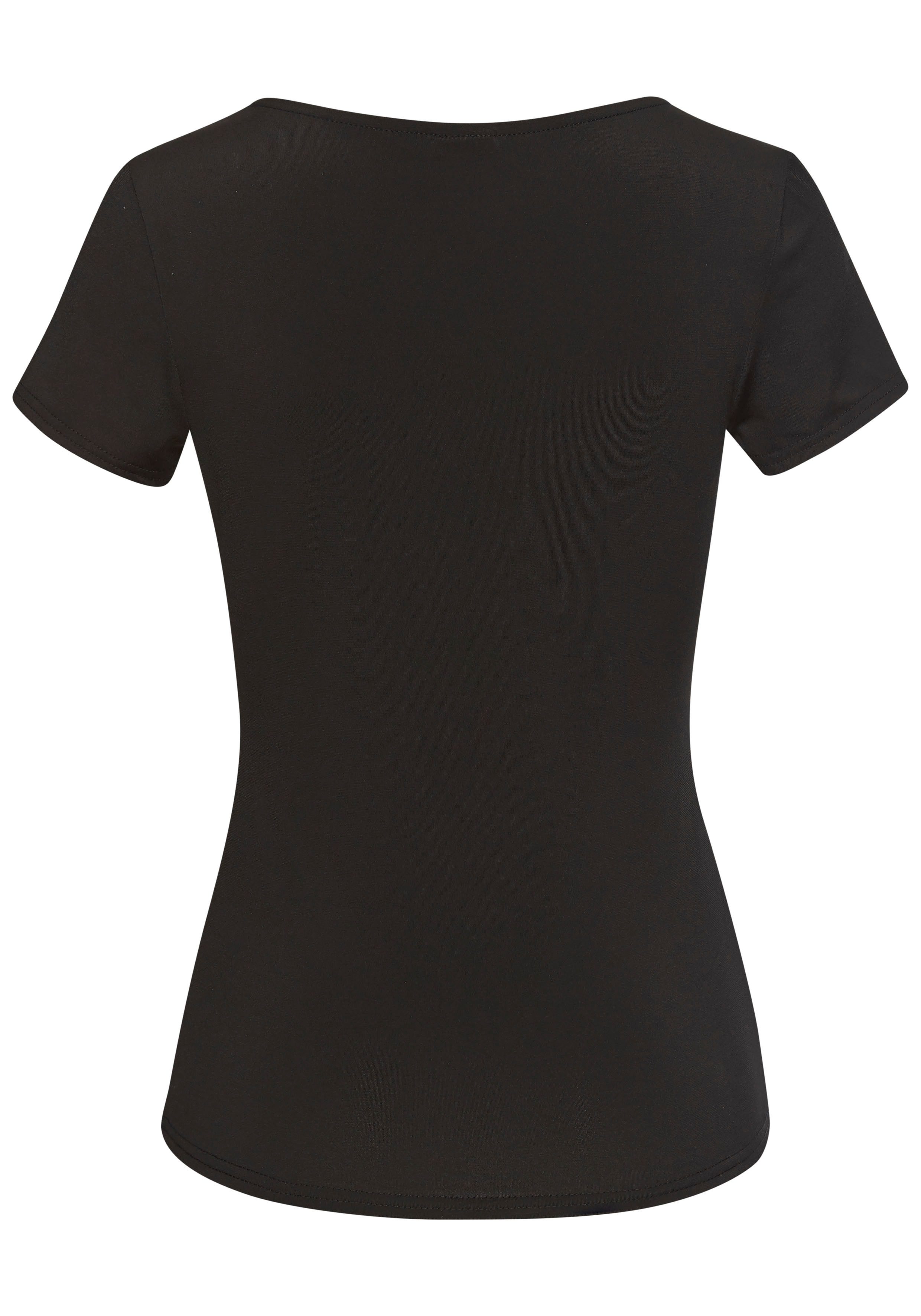 Lascana T-shirt van kreukvrij materiaal, elegant kortarmshirt, dubbelzijdig