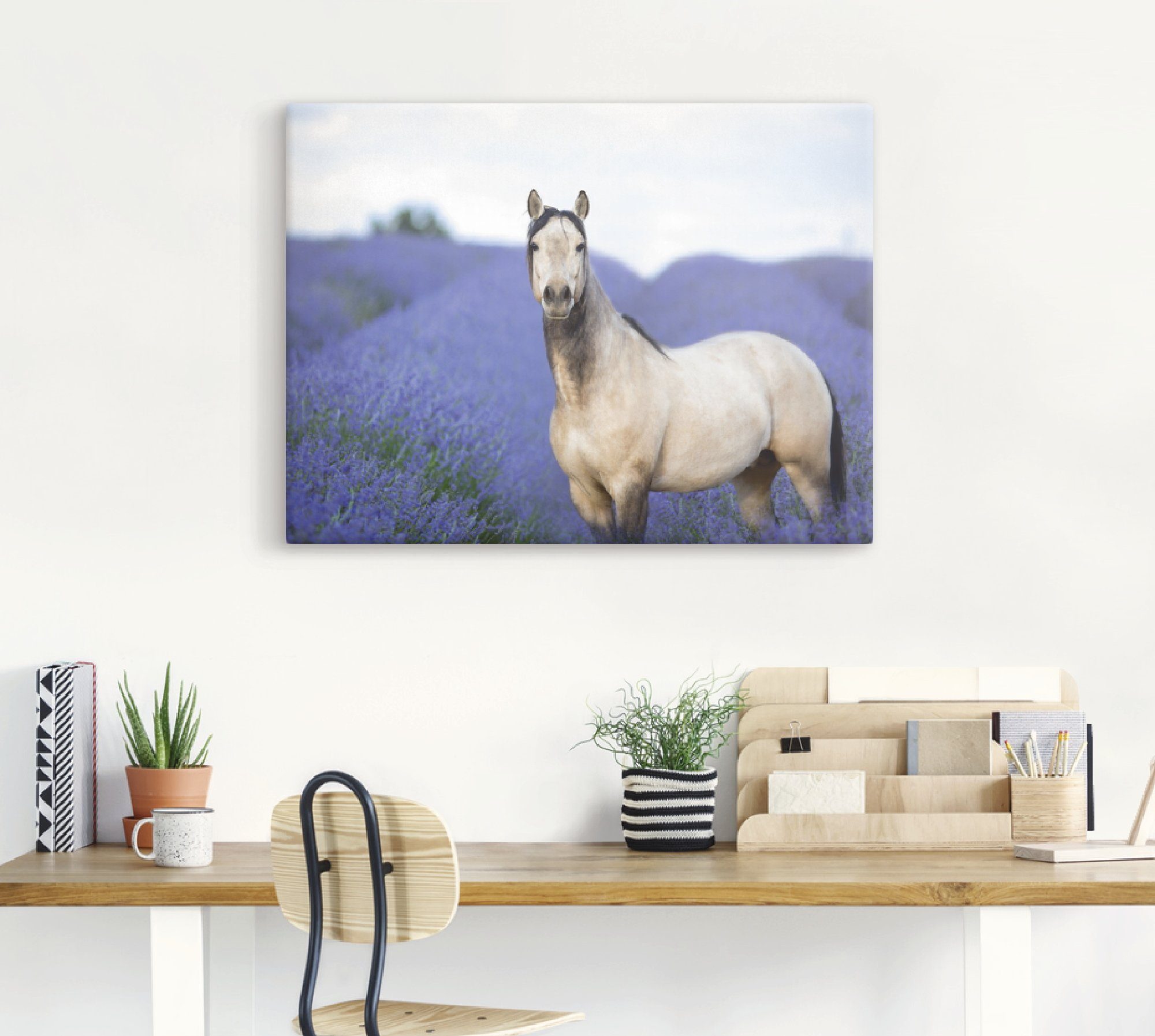 Artland Artprint Paard en bloemen III als artprint op linnen, poster in verschillende formaten maten