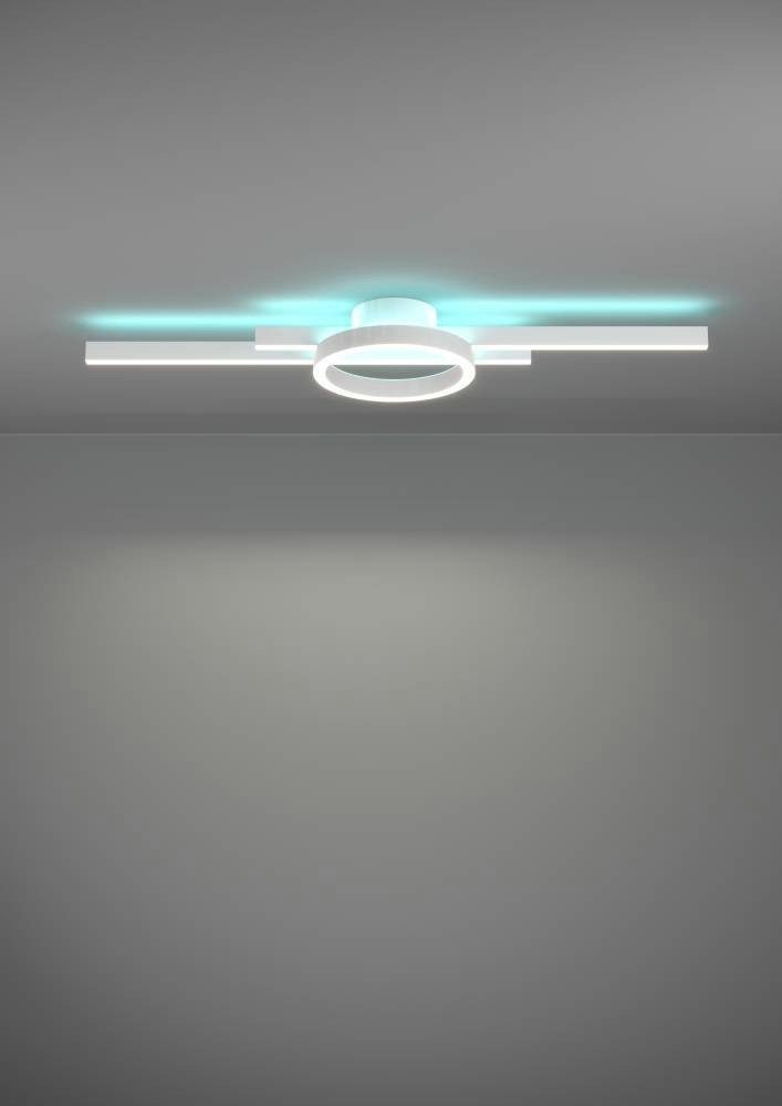 EGLO Plafondlamp AMANDOLO Deckenlampe, Alu, Stahl und Kunststoff, Flurlampe, Lampe dimmbare plafondlamp, afstandsbediening, metaal in wit, rgb backlight (1 stuk)