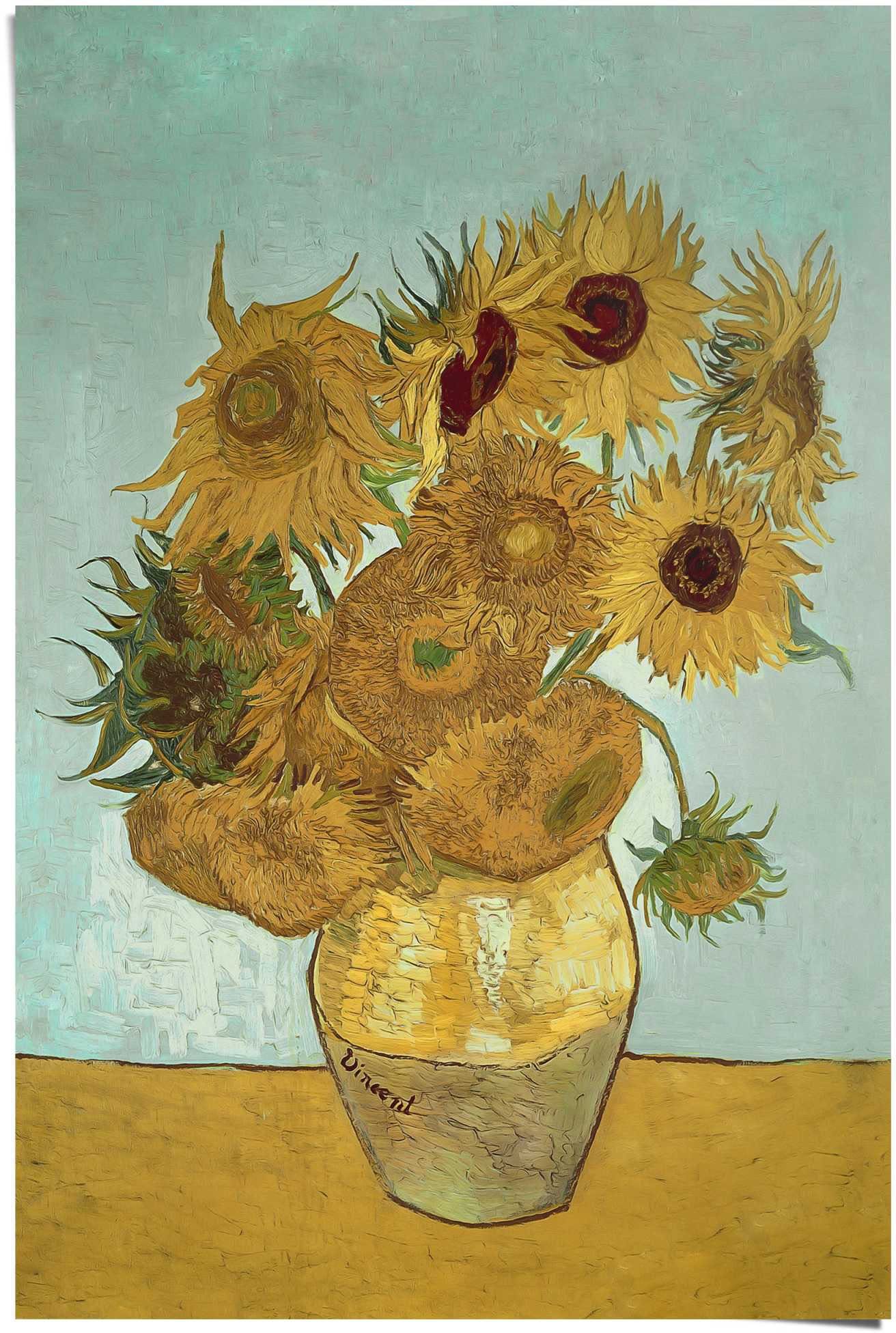 Reinders! Poster Zonnebloemen Vincent van Gogh - bloem - plant - befaamd schilderij