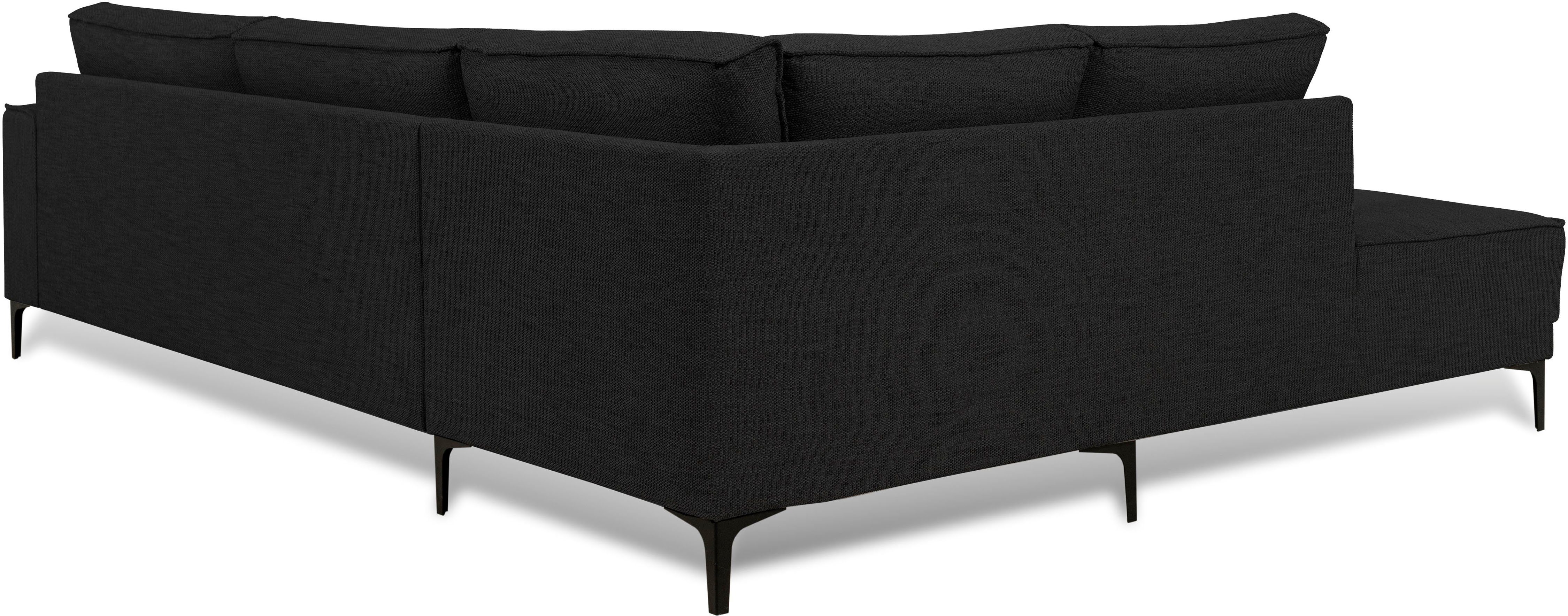 Places of Style Hoekbank Oland, structuur, platweefsel, luxe microvezel, bouclé L-vorm, 289 cm, golfondersteuning, Scandinavisch ontwerp, metalen poten