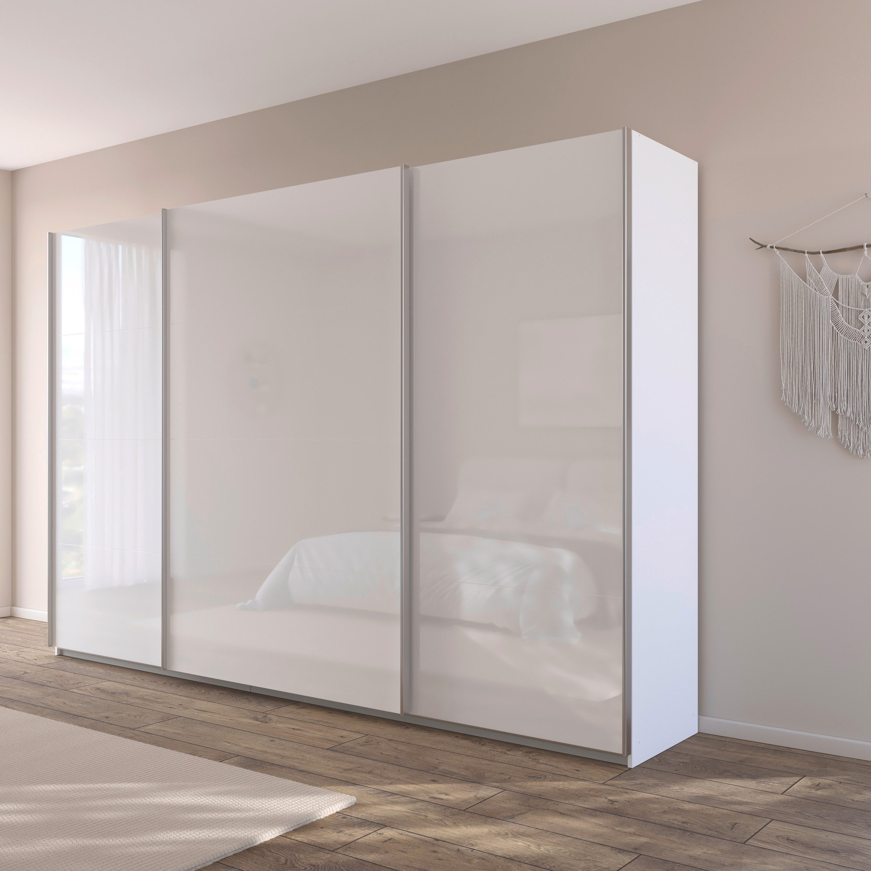 rauch Schuifdeurkast Kledingkast kast garderobe AGORDO met decor- of hoogglansfront doordachte binnenuitrusting, in 4 breedtes en 2 hoogtes made in germany