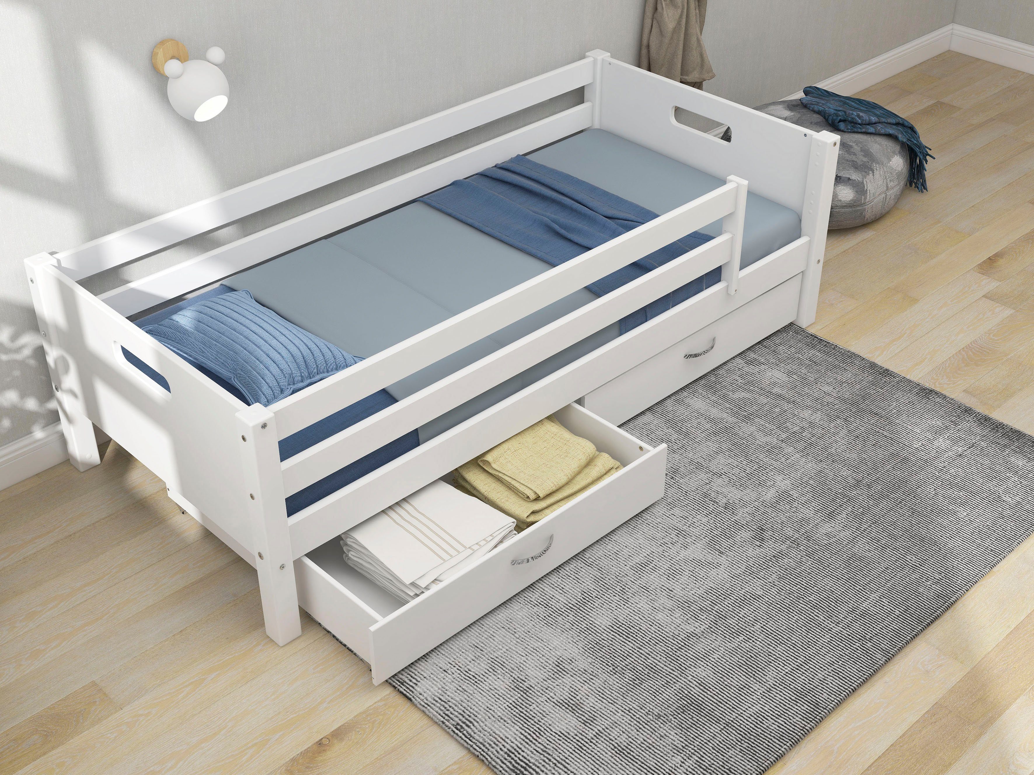 Thuka 1-persoonsledikant Nordic Kinderbed, Speelbed, Daybed, van de beste kwaliteit, stabiel, om te bouwen, met lades