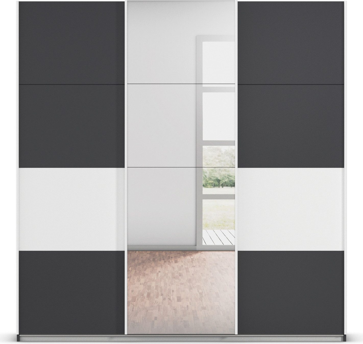 rauch Schuifdeurkast Kledingkast Kast Garderobe CORTONA inclusief indeling, 2 stoffen dozen en extra planken