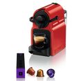 nespresso koffiecapsulemachine xn1005 inissia, watertankcapaciteit: 0,7 liter, pompdruk: 19 bar, korte opwarmtijd, compact formaat, koffiehoeveelheid instelbaar, snelkeuzetoets, automatische uitworp van gebruikte capsules, inclusief welkomstpakket met 14 capsules rood