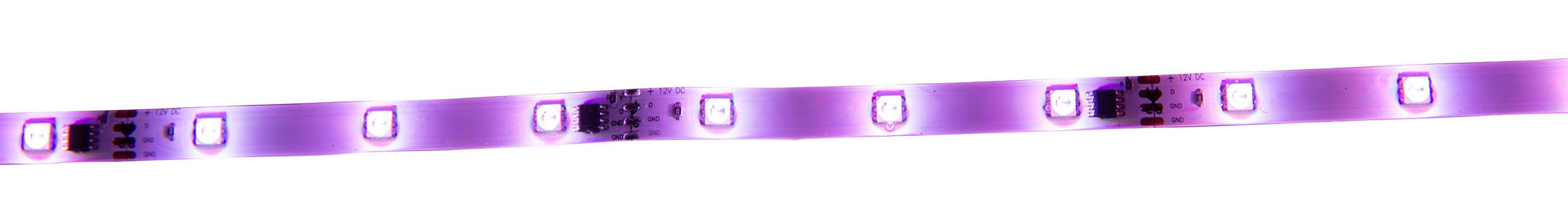 näve Led-strepen Stripe LED strip RGB, 5m, infrarood afstandsbediening, IP20, dimbaar, 19W (1 stuk)
