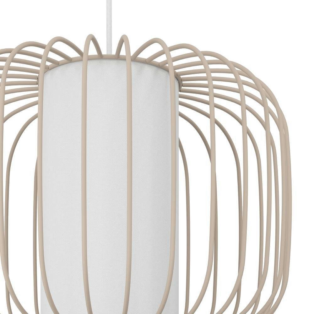 EGLO Hanglamp Terrarosa Hanglamp, metaal in zandkleur en textiel in wit, E27, Ø 28,5 cm (1 stuk)