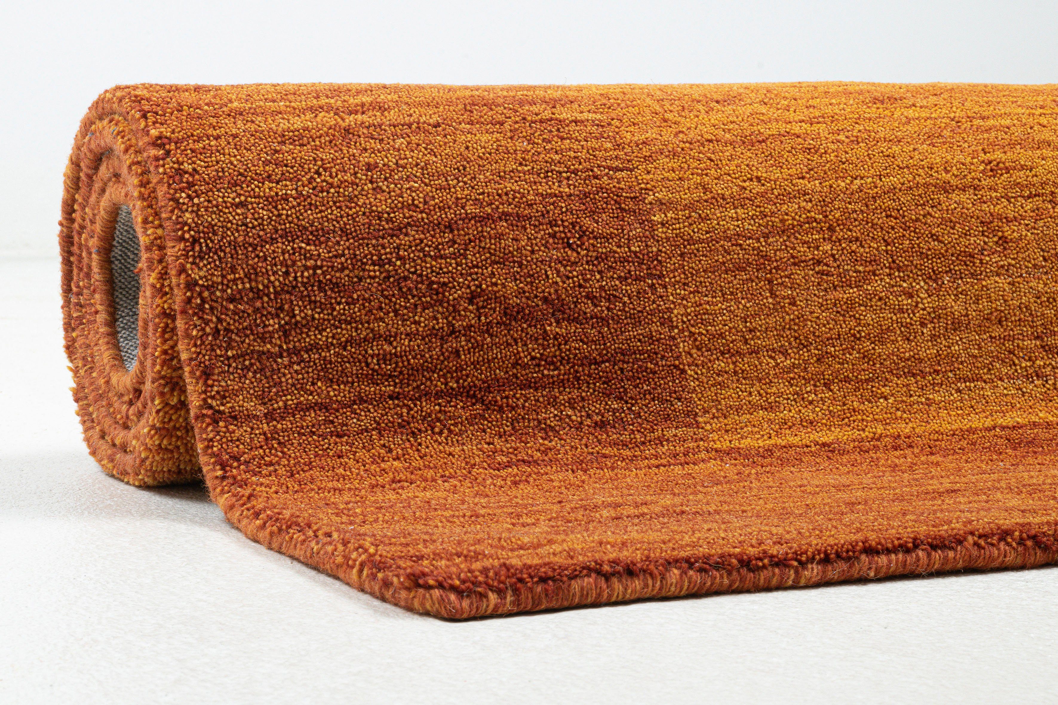 THEKO Wollen kleed Gabbeh super, Handgeweven vloerkleed, randdessin, zuivere wol, met de hand geweven