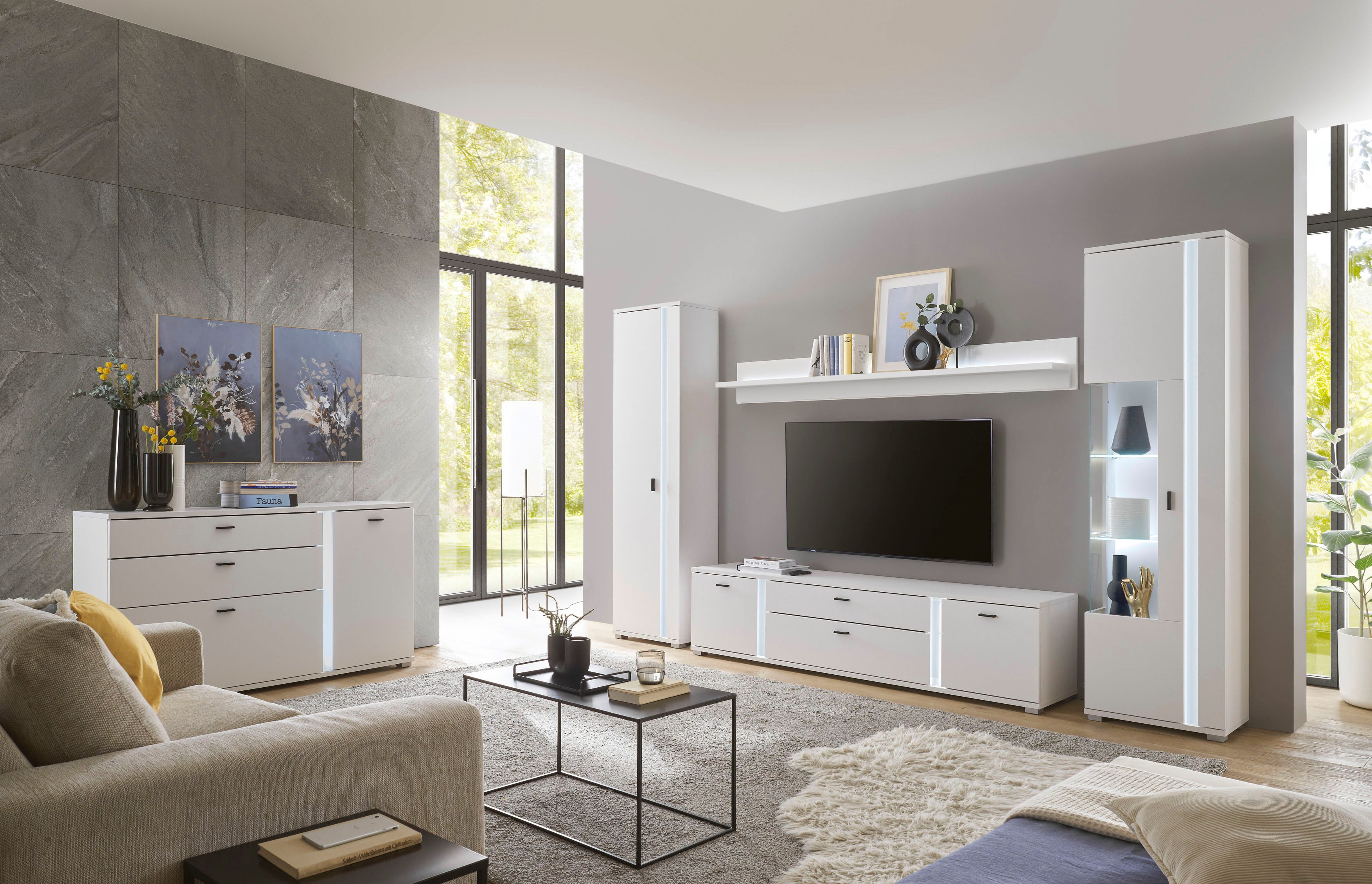 INOSIGN Dressoir Long Island in moderne trendkleur, inclusief verticale verlichting, breedte 150 cm (1 stuk)