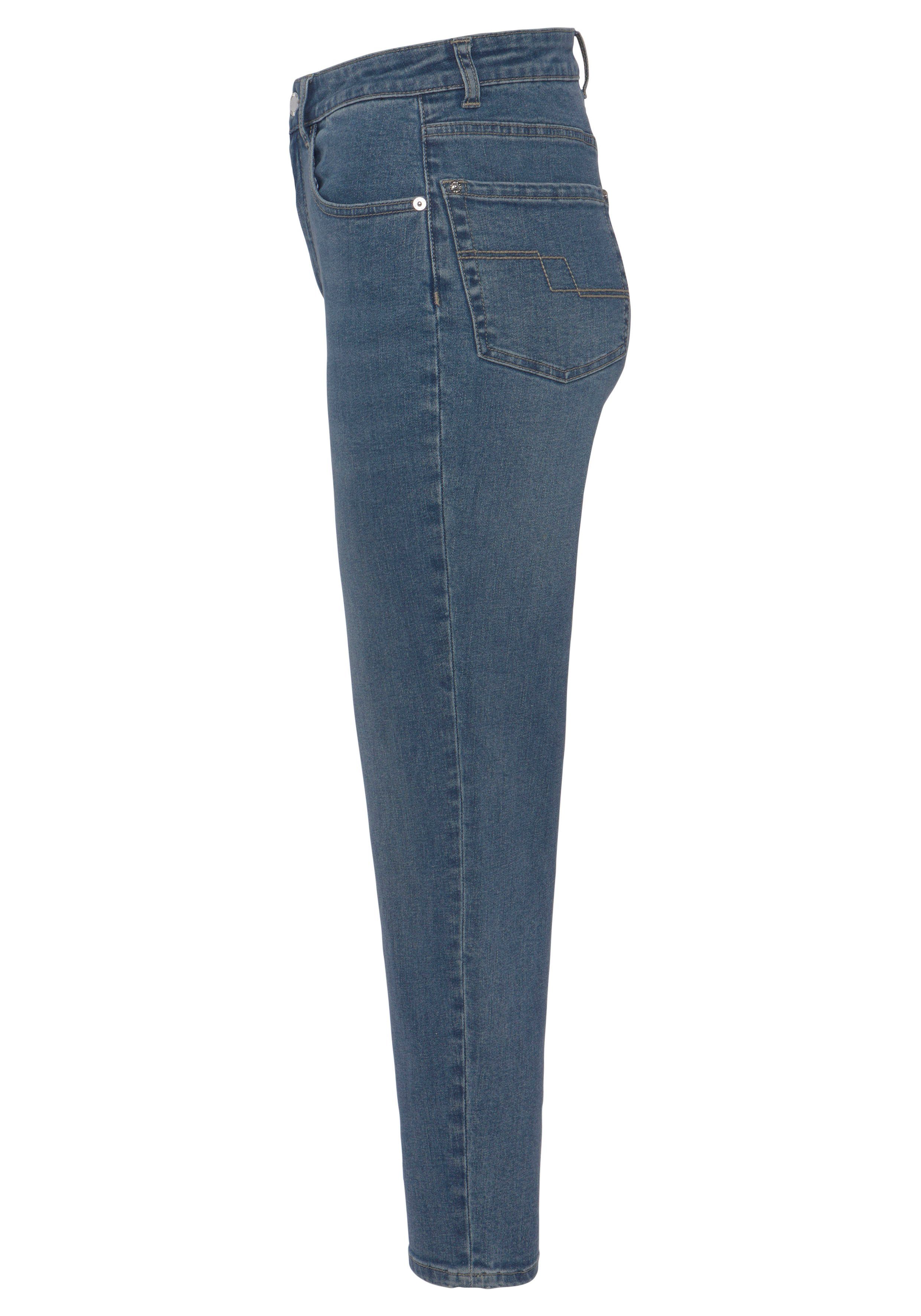 HECHTER PARIS Mom jeans hoge taille, enkel-vrij, met riemlussen