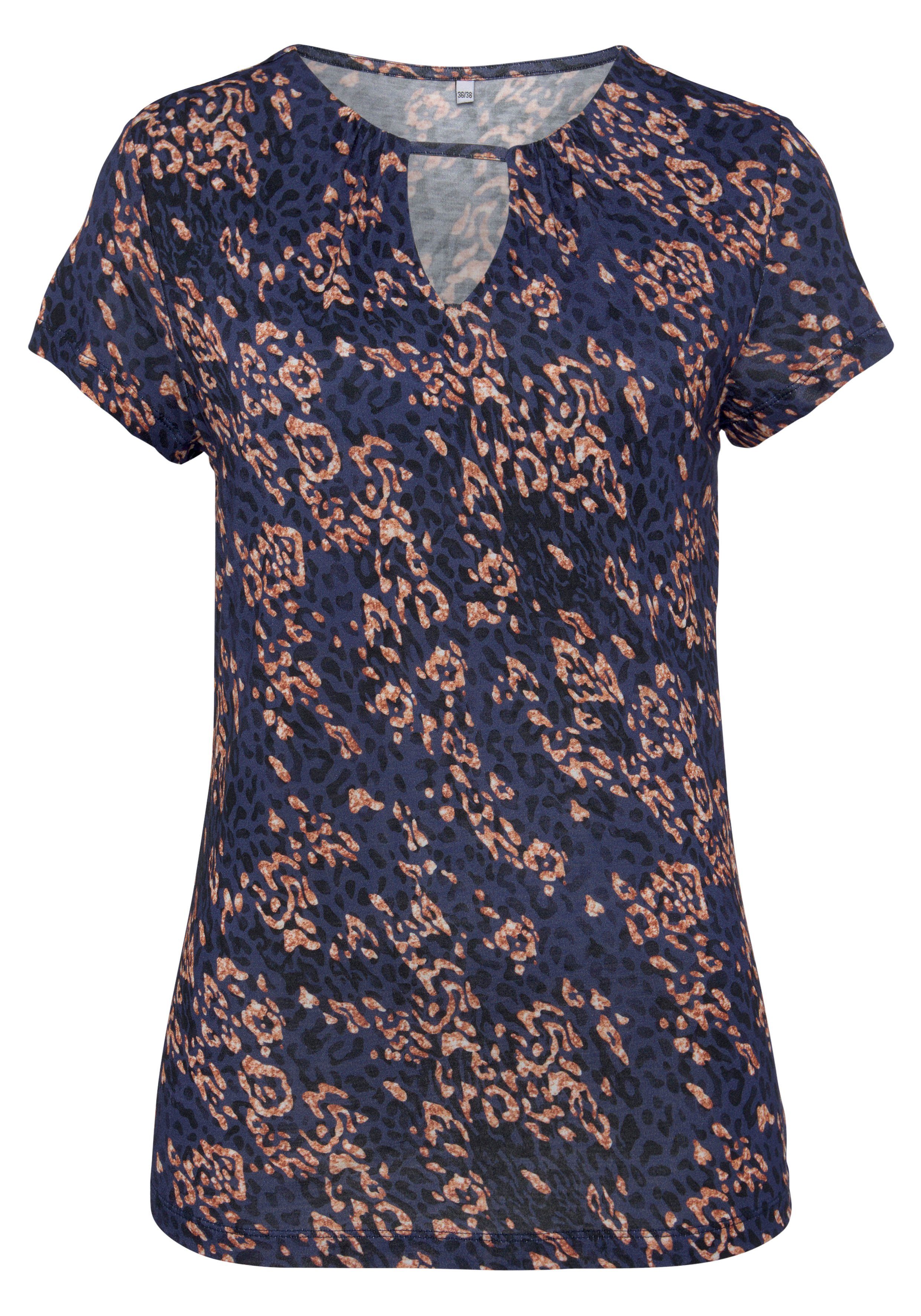 Vivance Shirt met korte mouwen met alloverprint met cut-out figuurvormend t-shirt