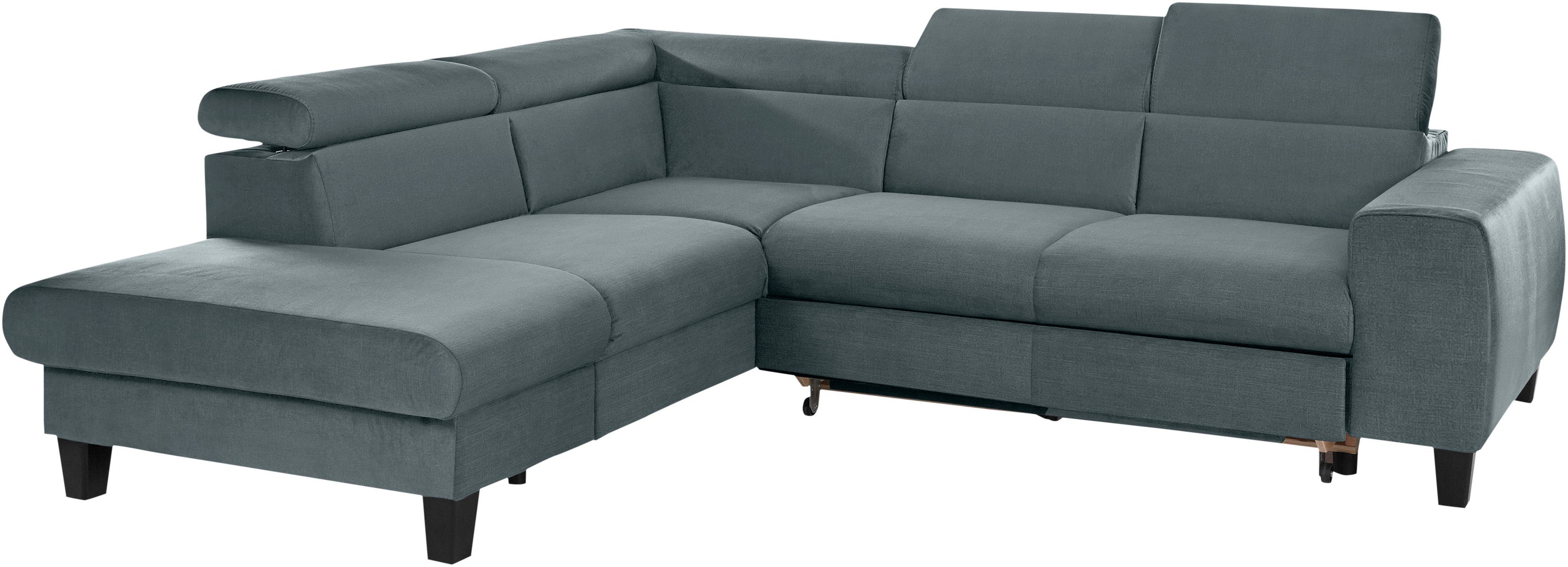 COTTA Hoekbank Morven L-vorm met hoofdeindeverstelling keuze met bedfunctie, bedlade & draadloze oplader