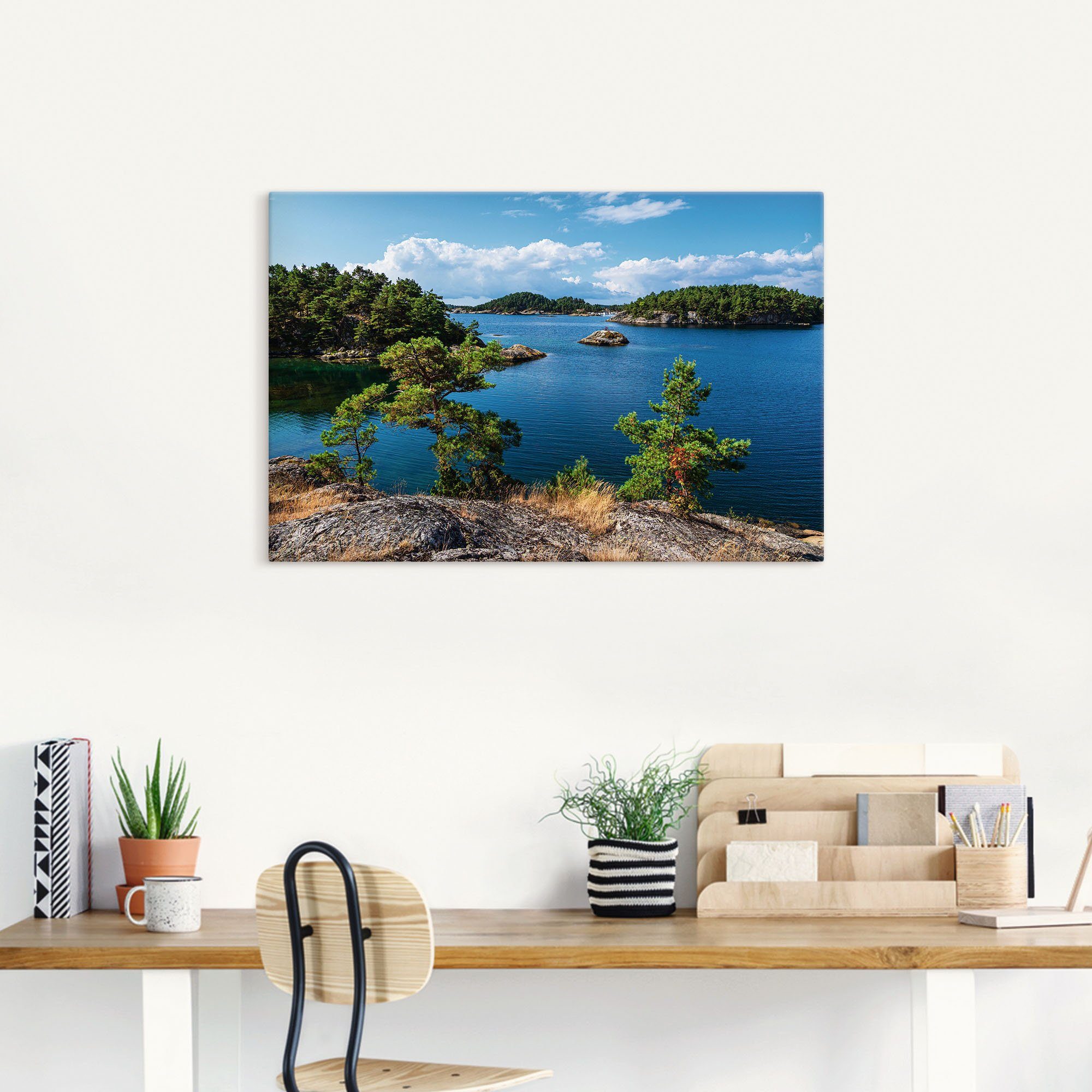 Artland Artprint op linnen Landschap, schiereiland Riveneset Noorwegen