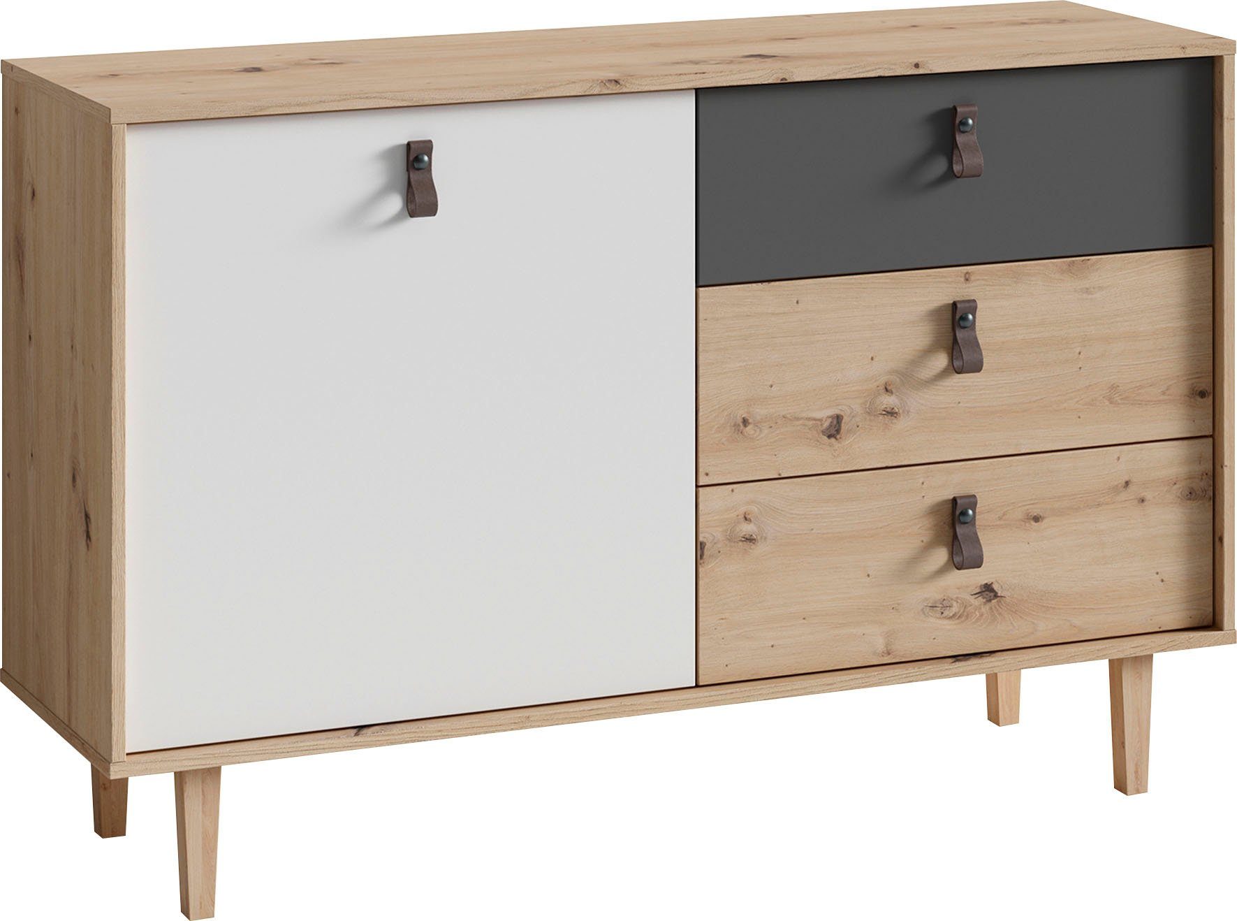 INOSIGN Dressoir Bill, commode in 120 cm en 180 cm breed, met massief houten poten,