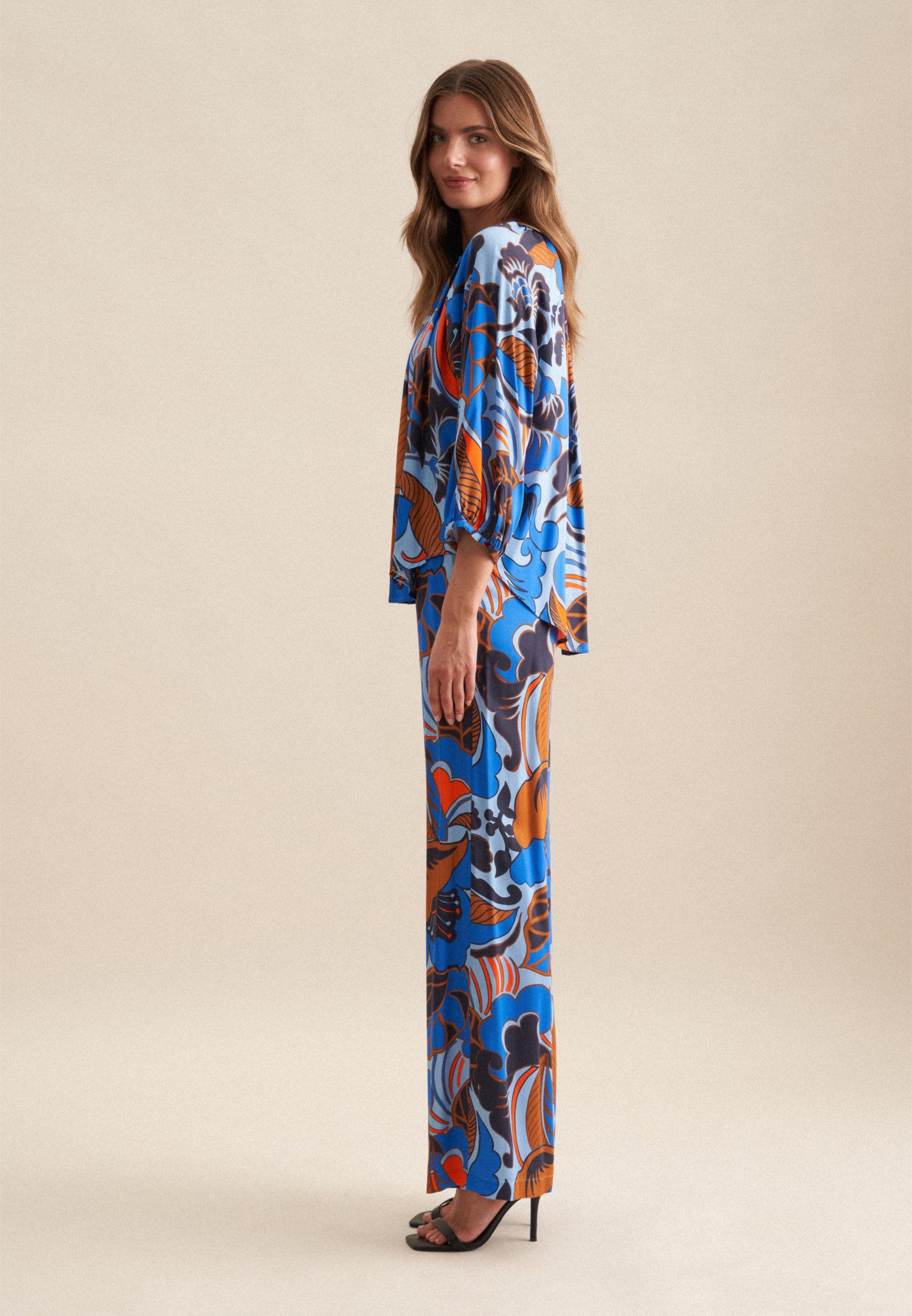 seidensticker Klassieke blouse Zwarte roos Tuniek bloemmotief