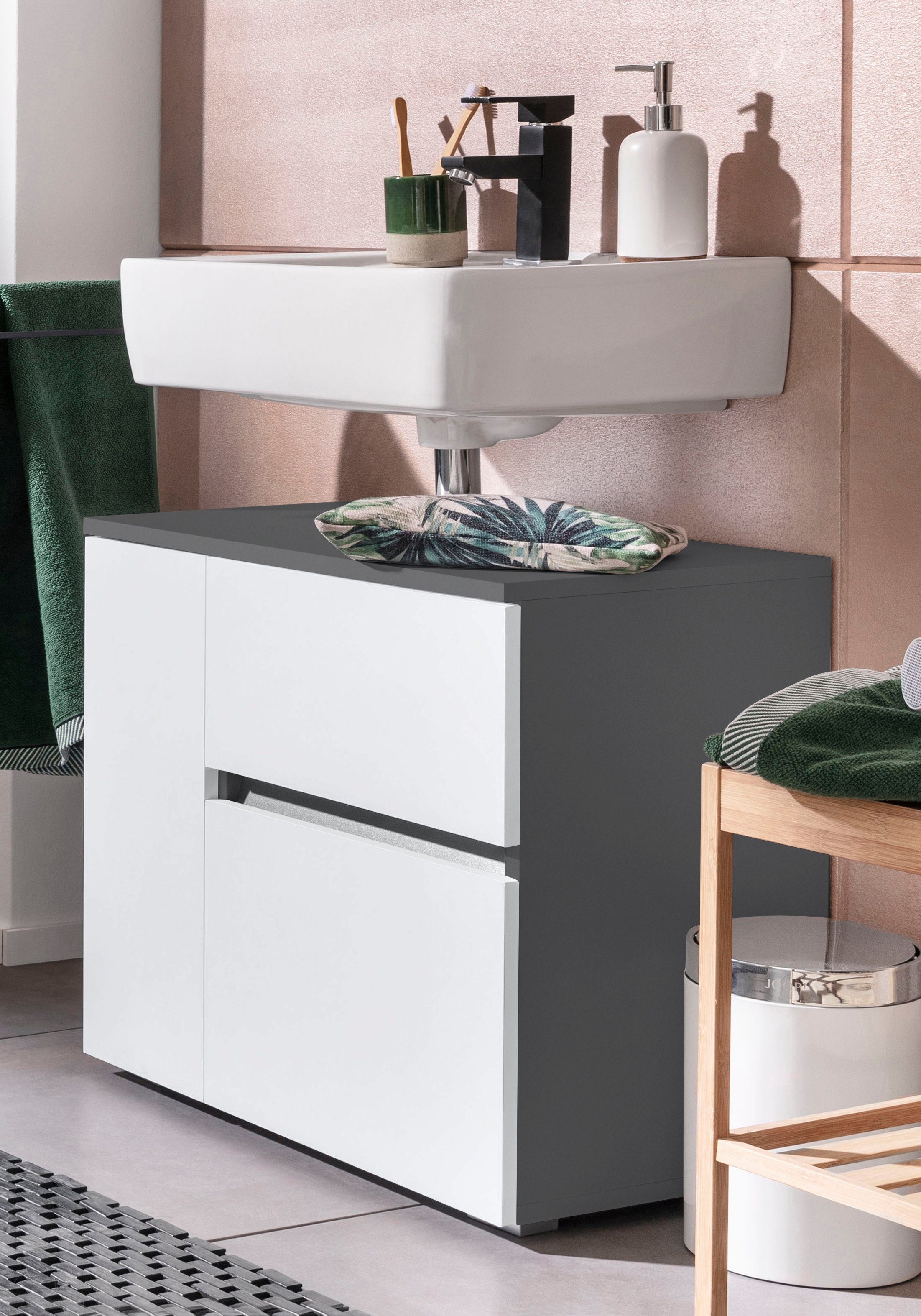 Home affaire Wastafelonderkast Wisla Sifon uitsparing, push-to-open functie, breedte 60 cm, hoogte 55 cm