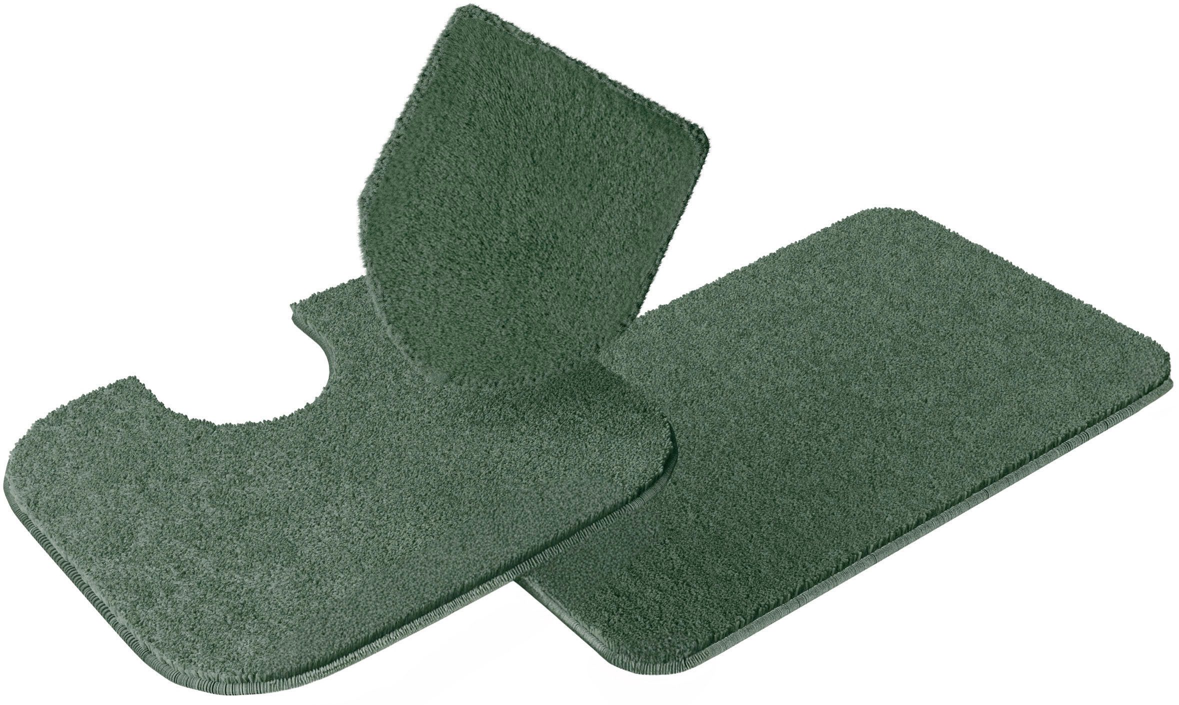 Grund Badmat Melos gemêleerde look, zeer zachte pool, melange-effect, made in europe badmatten maat 3-delige set voor hangend toilet groen