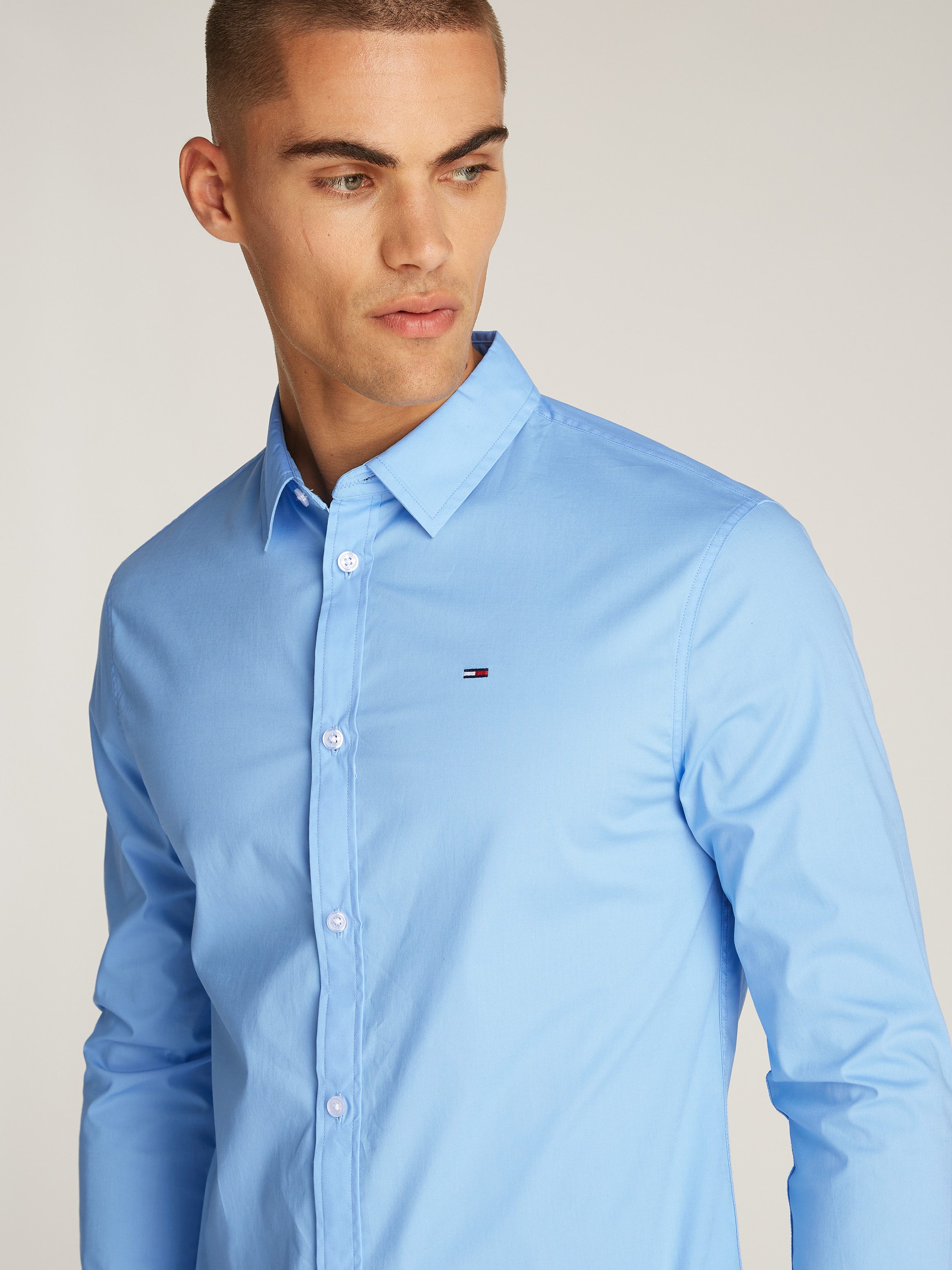 TOMMY JEANS Overhemd met lange mouwen Sabim Stretch Hemd Shirt Stretch shirt premium slim fit met elastaan
