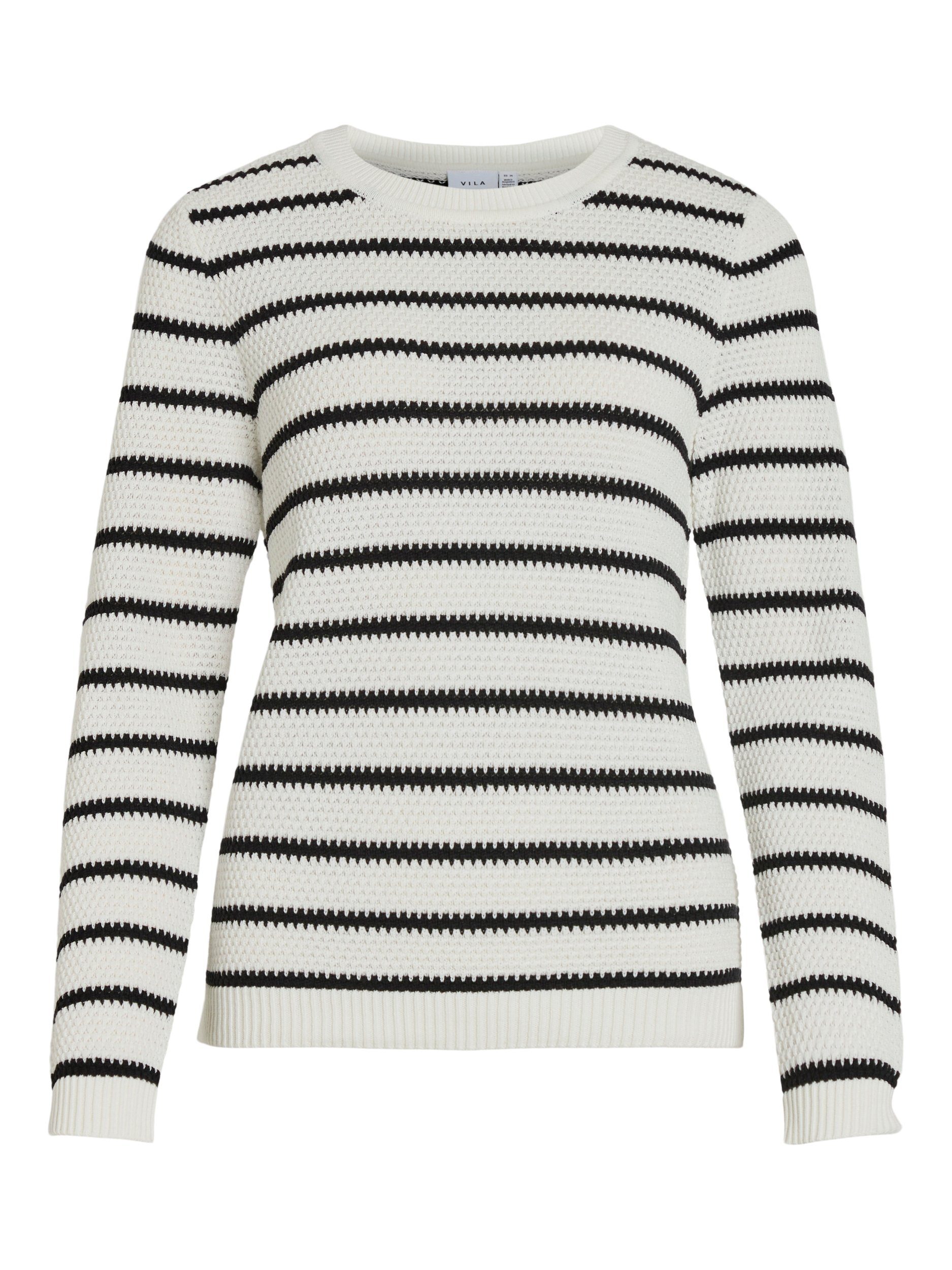 Vila Trui met ronde hals VIDALO O-NECK L/S STRIPE KNIT TOP- NOOS