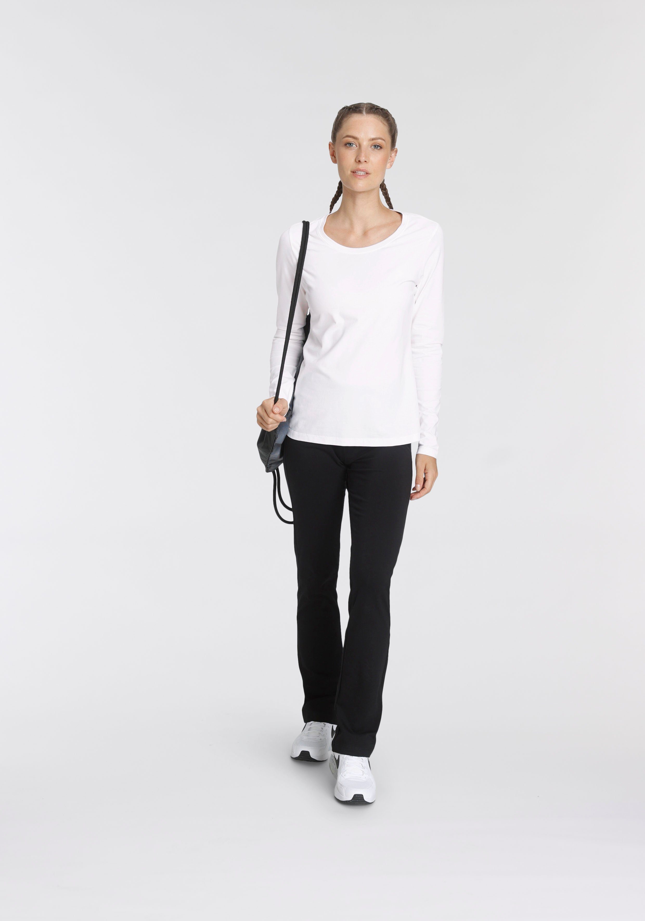 Eastwind Shirt met lange mouwen Lange mouw, in basic-stijl, ronde halslijn, van katoen (Set van 3)