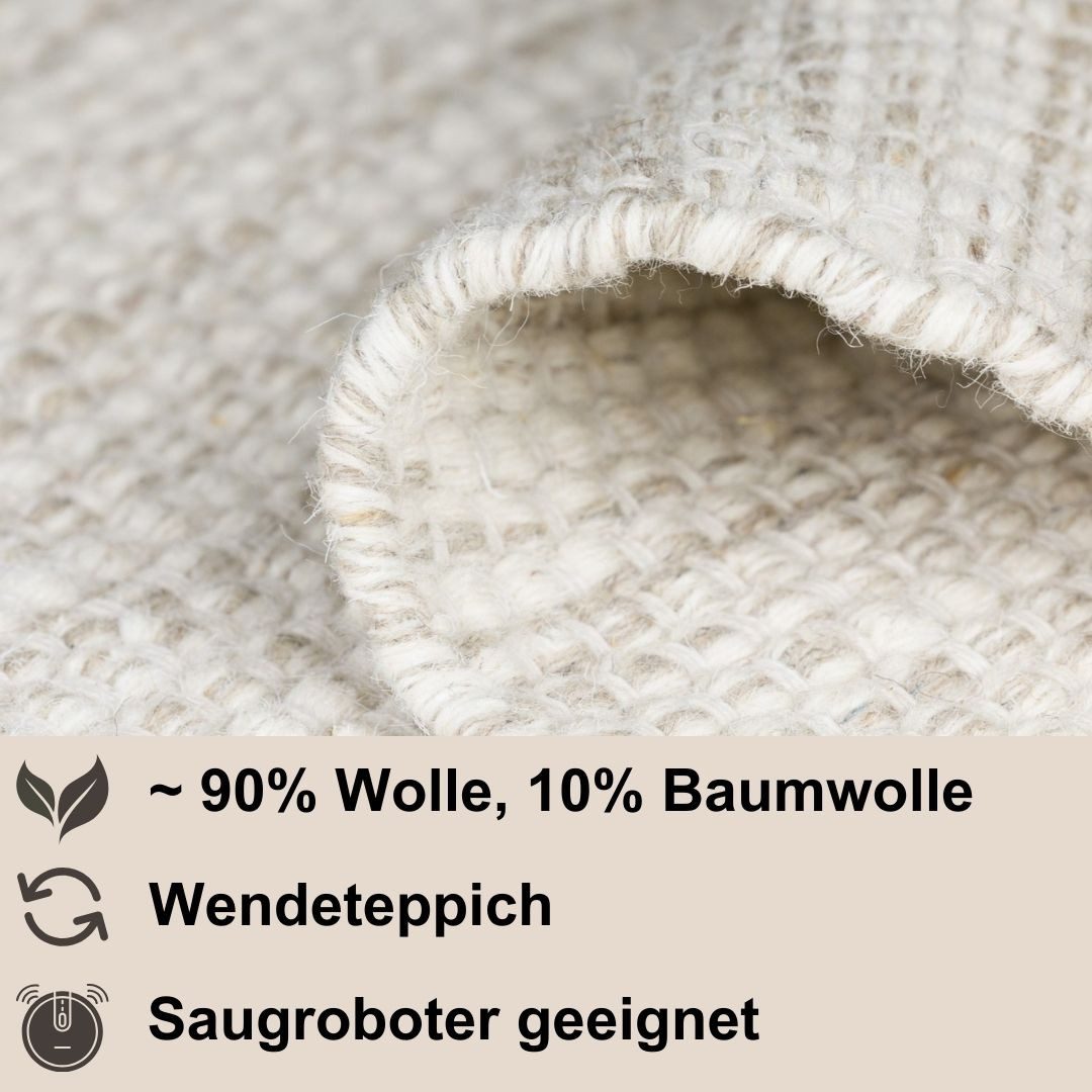 Myflair Möbel & Accessoires Set slaapkamerkleedjes WOOLY DREAM met de hand geweven tweezijdig te gebruiken kleed, mêlee, zuivere wol, woonkamer