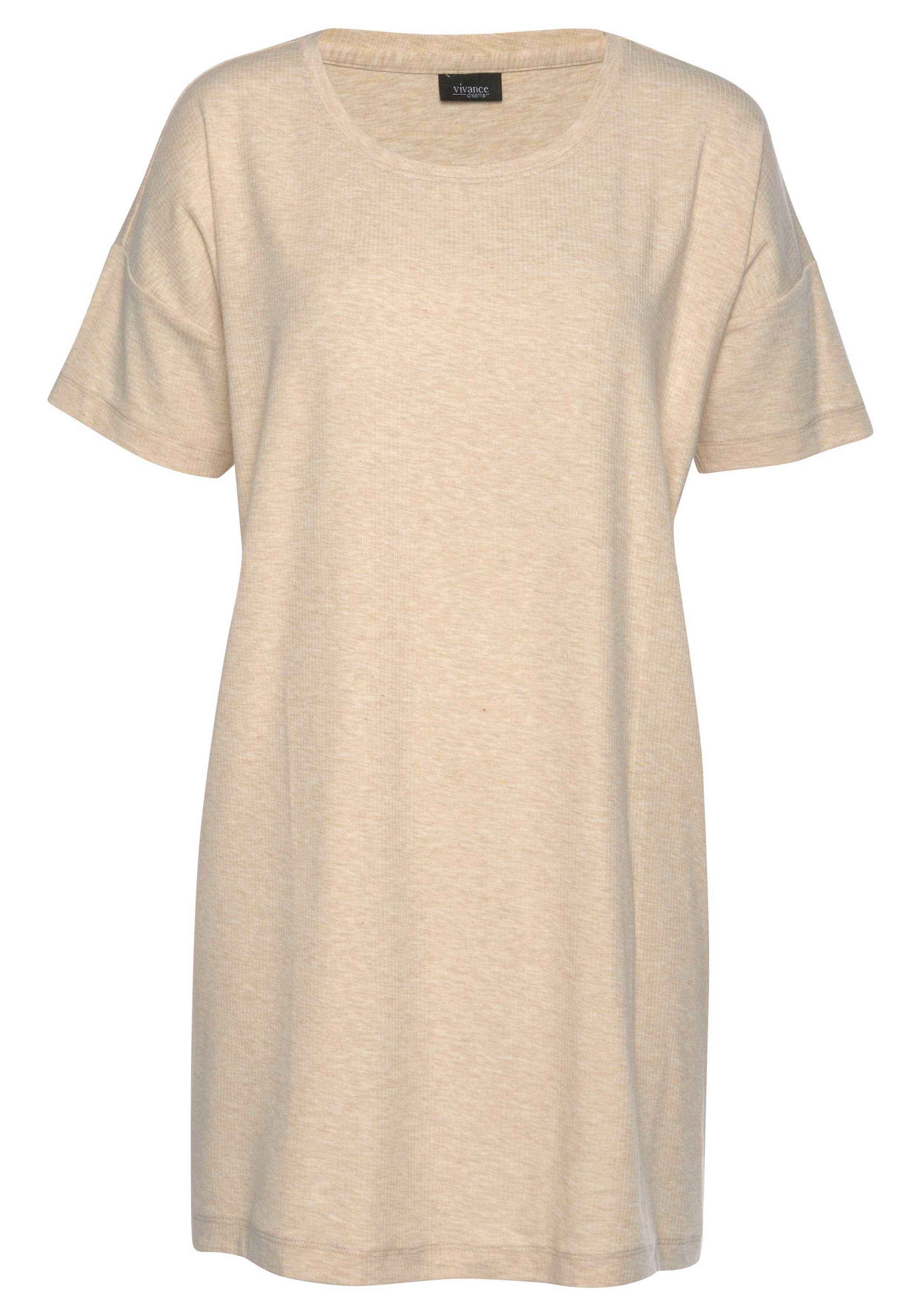 vivance dreams big-shirt in zachte ribkwaliteit bruin