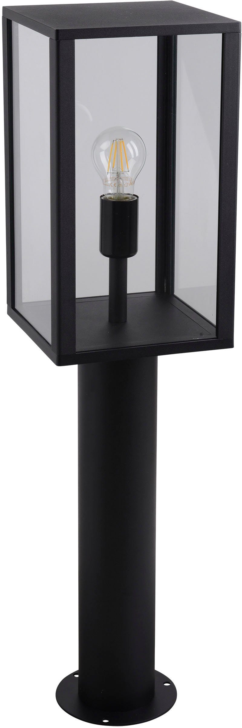 näve Staande lamp voor buiten Aila Sokkellamp, hoekig, excl. 1x E27 60 W, glas, aluminium, zwart (1 stuk)