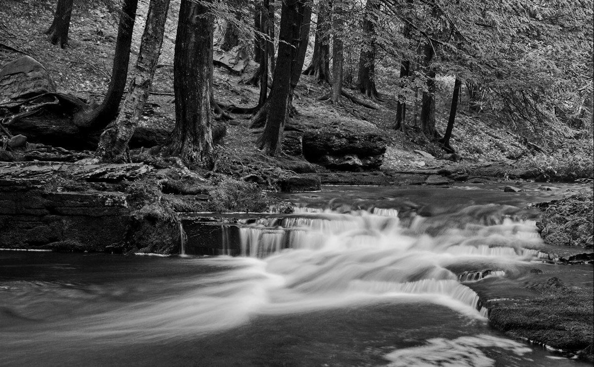 Papermoon Fotobehang Wasserfall Schwarz & Weiß