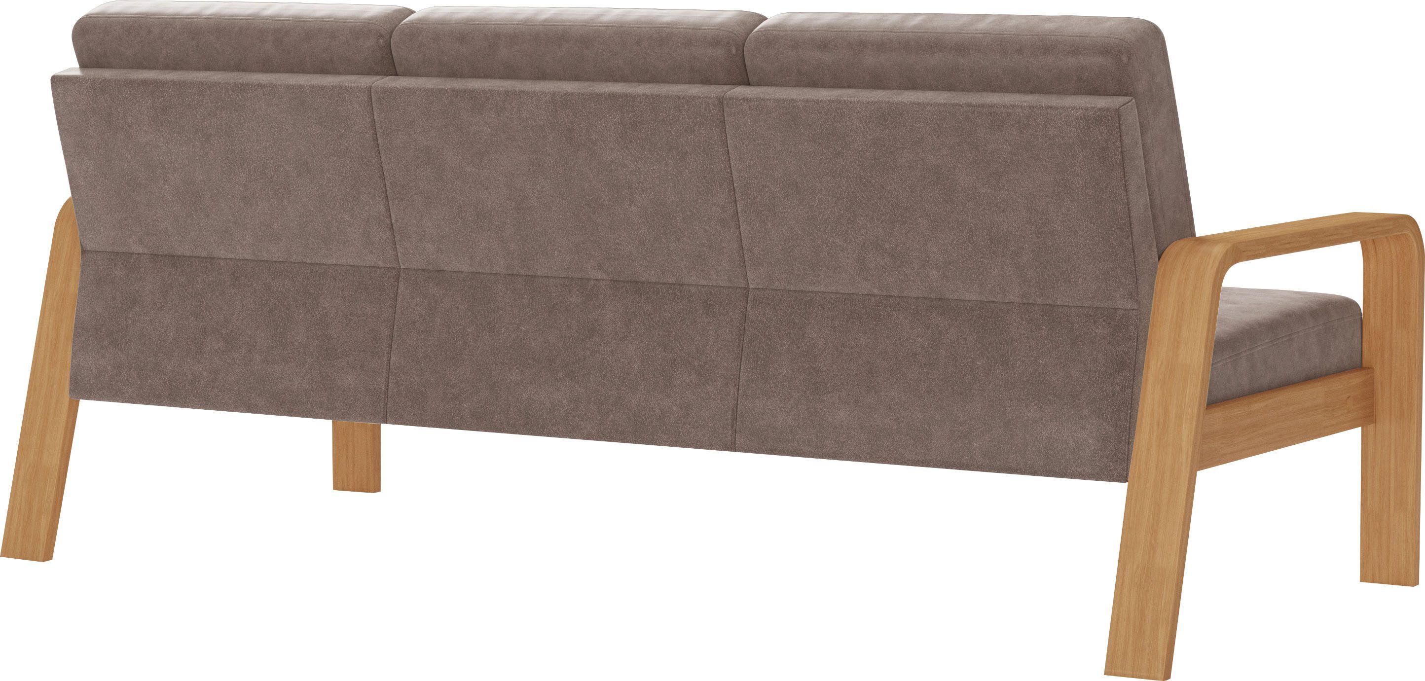 sit&more 3-zitsbank Kolding Armleuningen van eikenkleurig beukenhout, verschillende bekledingen en kleuren