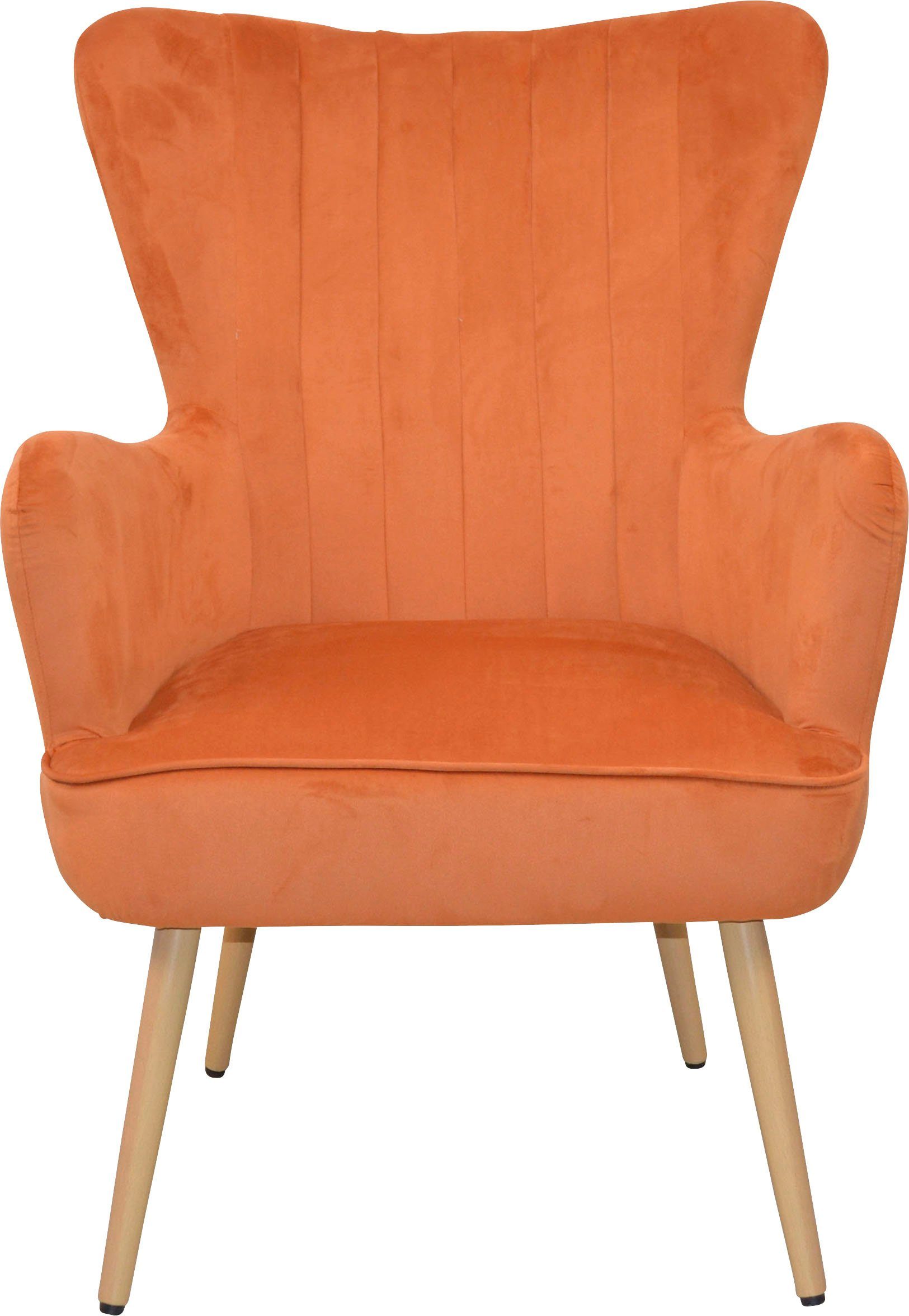 Home affaire fauteuil met poten van stalen buis, houtkleuren naturel gelakt