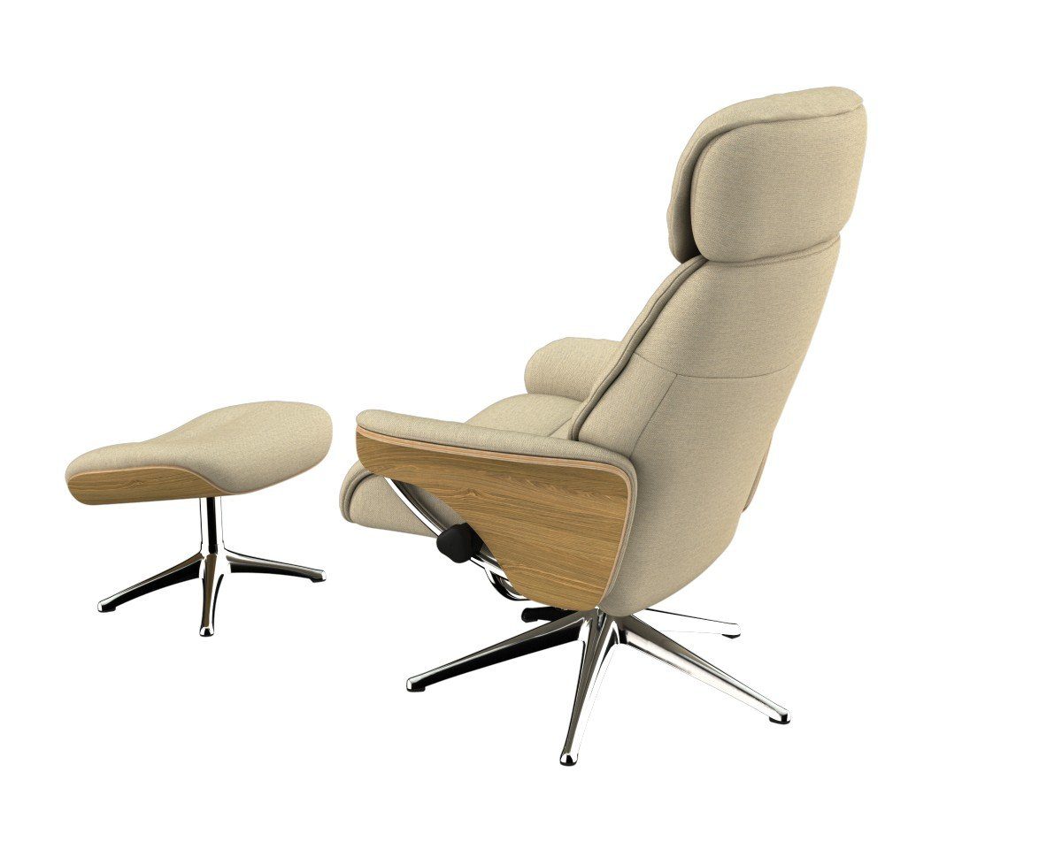 FLEXLUX Relaxfauteuil Aarhus, functionele stoel, gestoffeerde stoel, armleuning, TV-fauteuil, Relaxfunctie & hoofd- en rugverstelling, armleuning eiken, voet aluminium