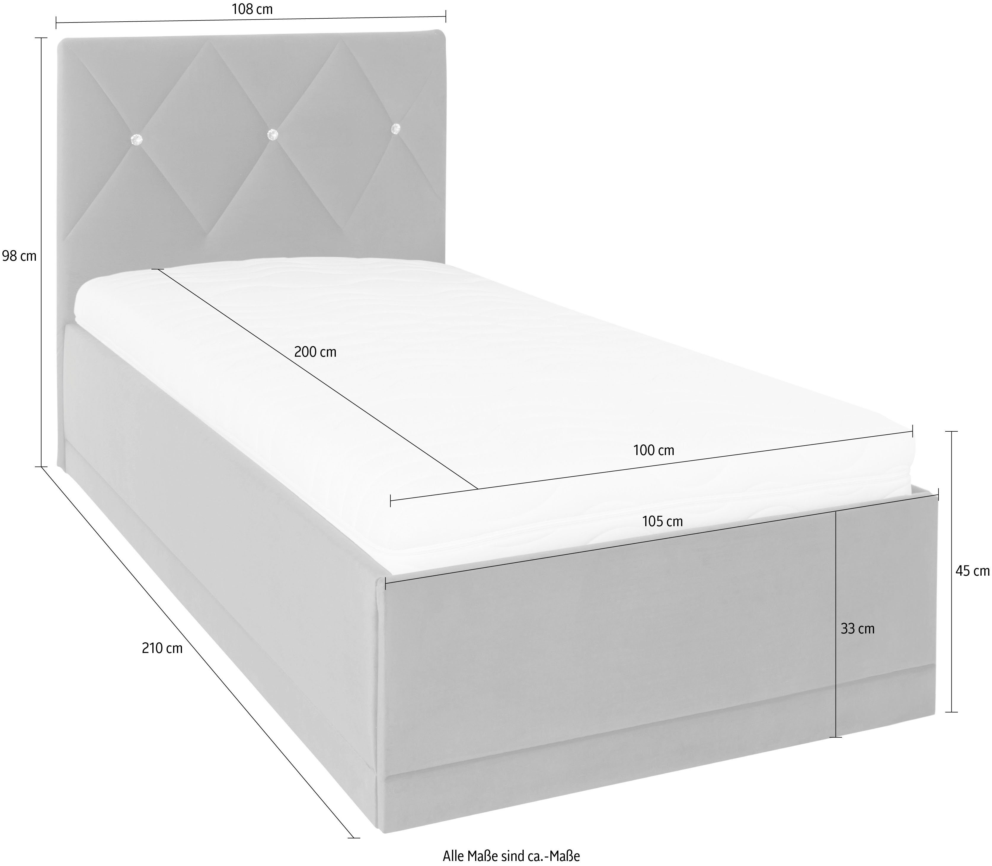 Westfalia Polsterbetten Gestoffeerd bed ADAMAS ook met bedlade, knoopdetails met stras
