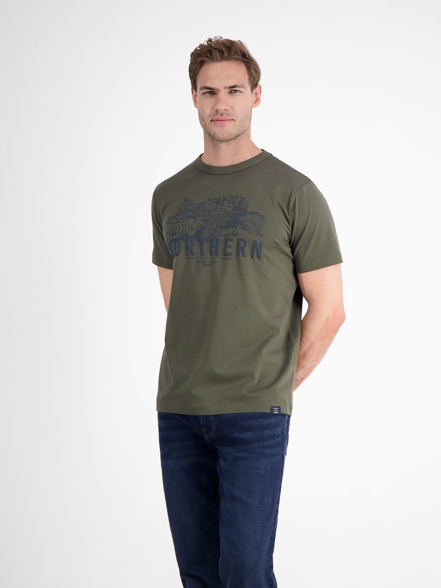 Lerros T-shirt LERROS Effen T-shirt met borstprint