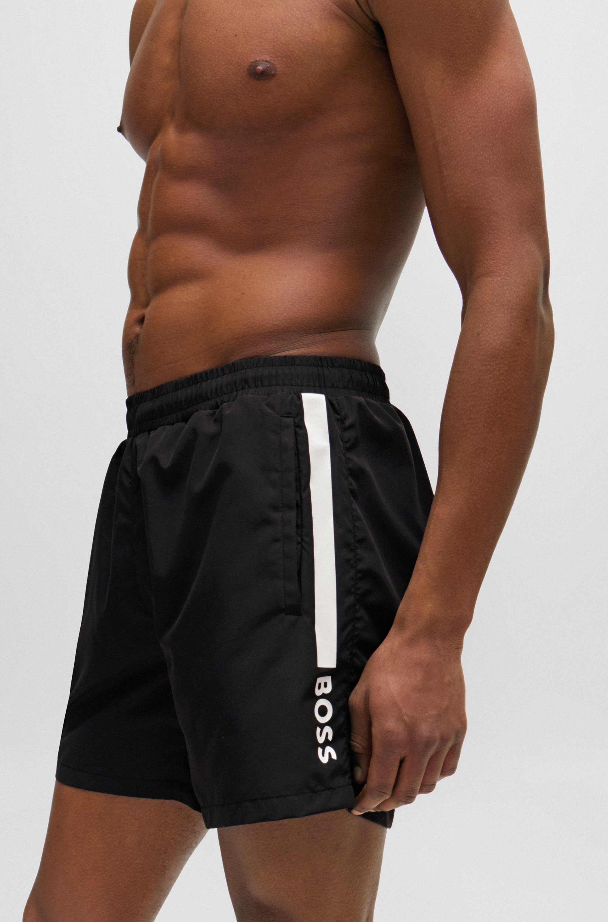 BOSS Zwemshort Dolphin met contraststrepen opzij