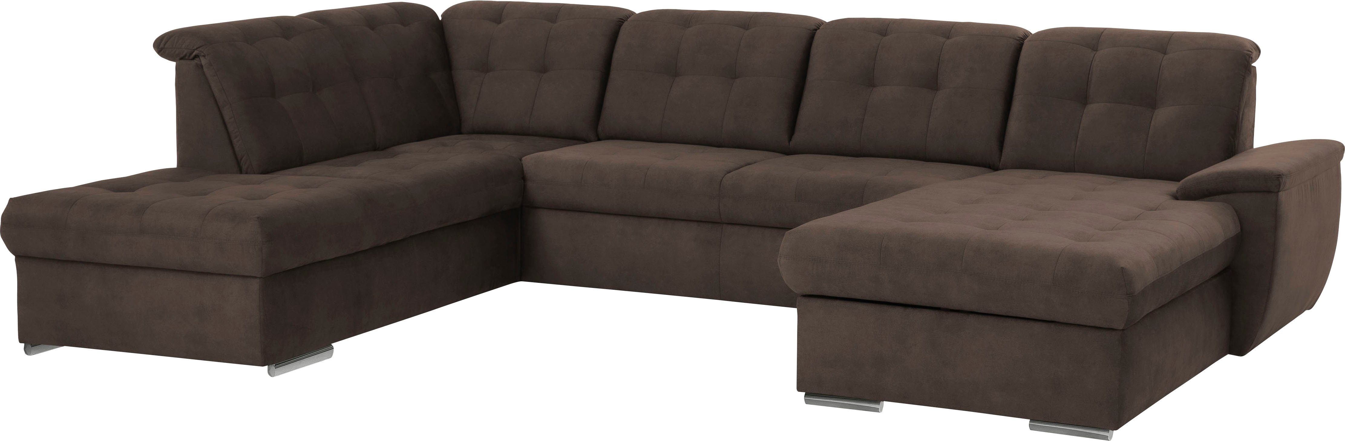 exxpo - sofa fashion Zithoek Durango, uitgebreide zit- en rugverwerking, comfortabel, U-vorm inclusief verstelbare hoofdsteun, naar keuze met slaapfunctie en bedkist (4-delig)