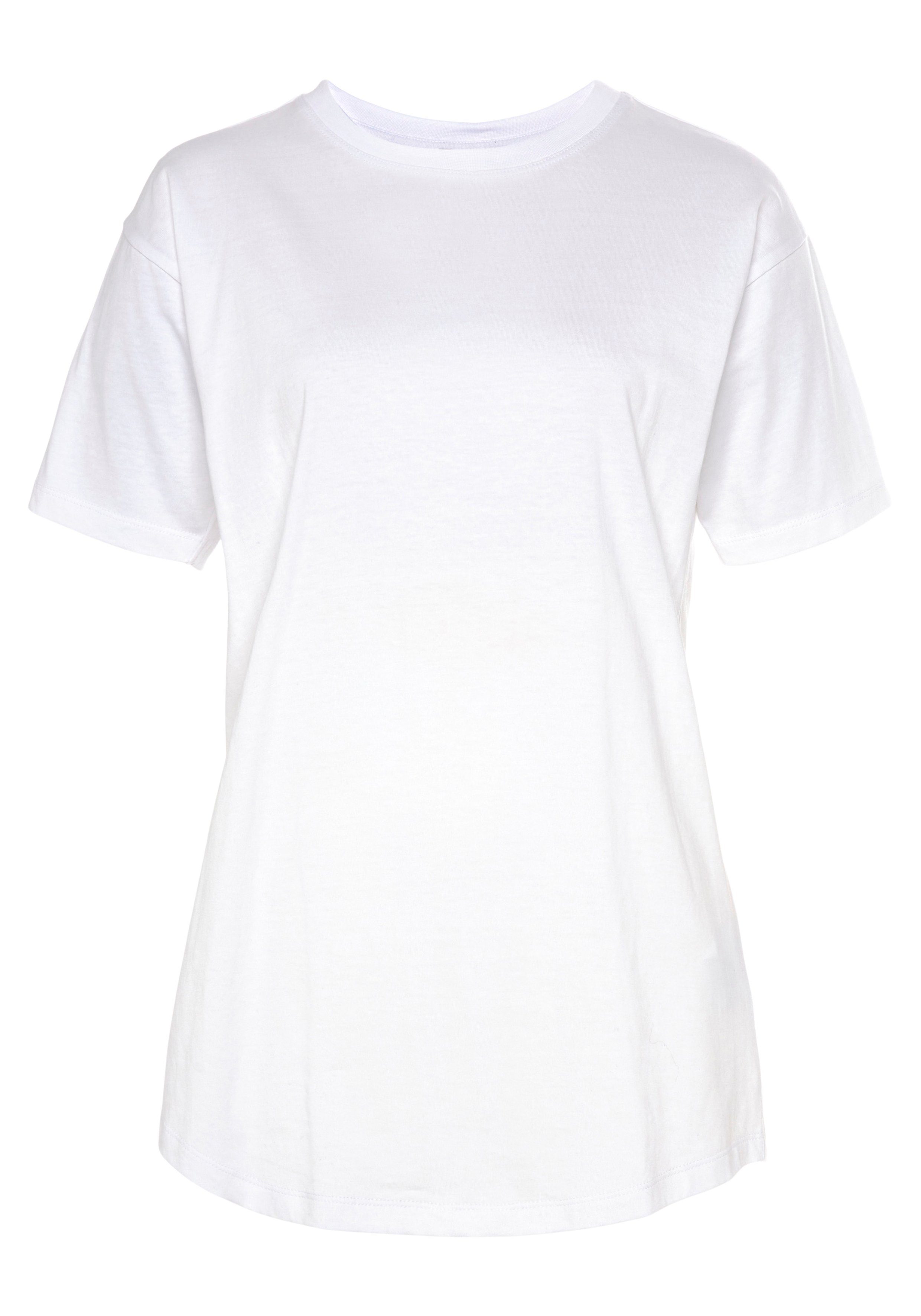 Tamaris Oversized shirt Korte mouwen, wijde snit, basic-stijl, ronde hals