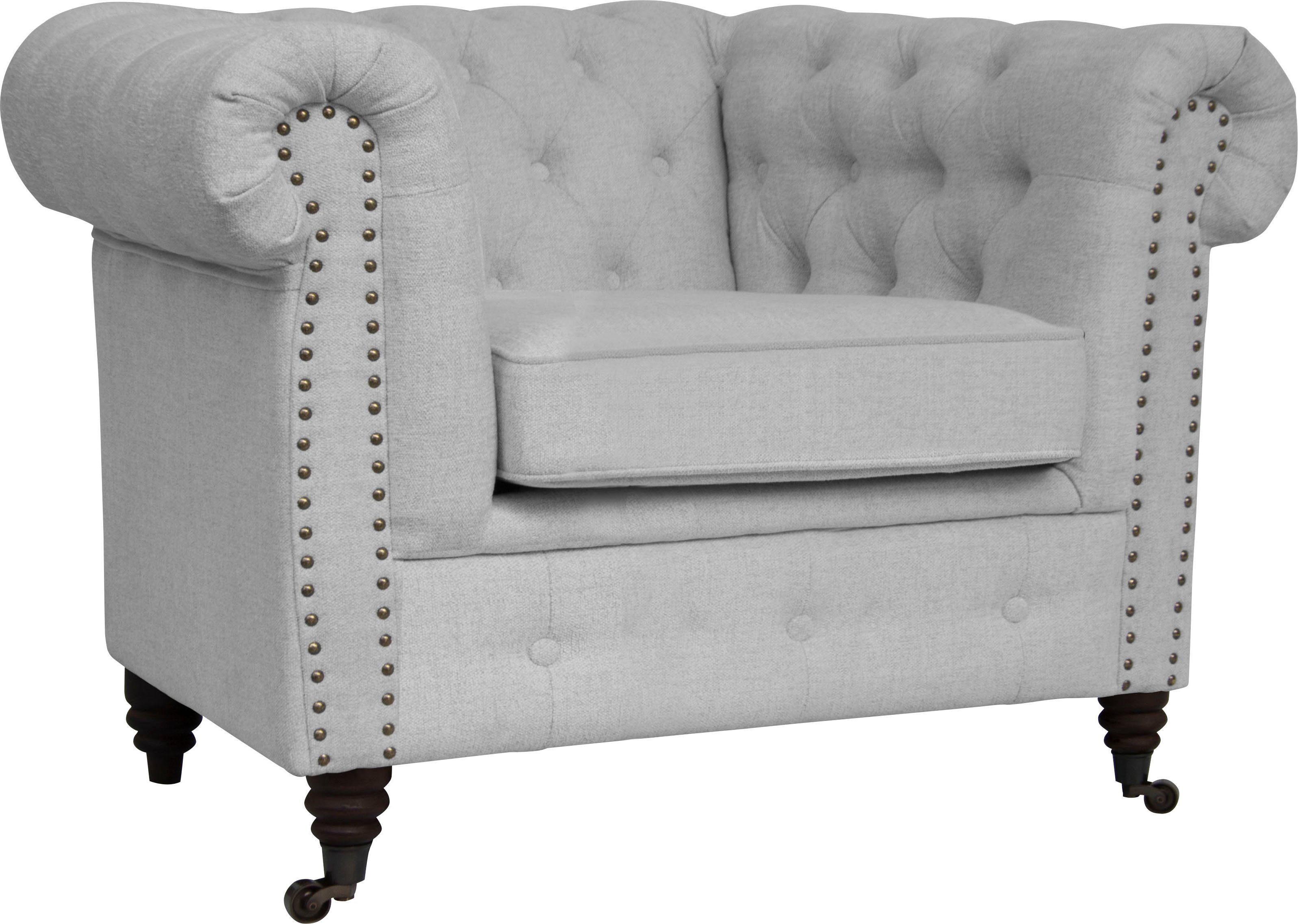 Home affaire Chesterfield-fauteuil Aarburg fauteuil luxueuze capitonnage en siernagels in chesterfield-design