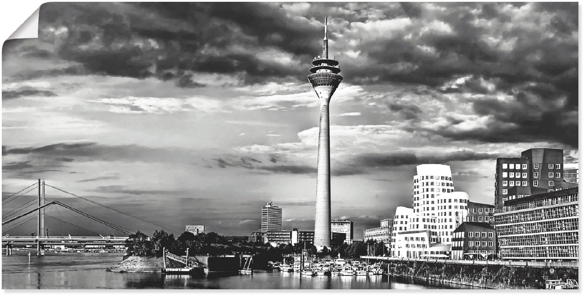 Artland Artprint Düsseldorf collage skyline 10 in vele afmetingen & productsoorten -artprint op linnen, poster, muursticker / wandfolie ook geschikt voor de badkamer (1 stuk)