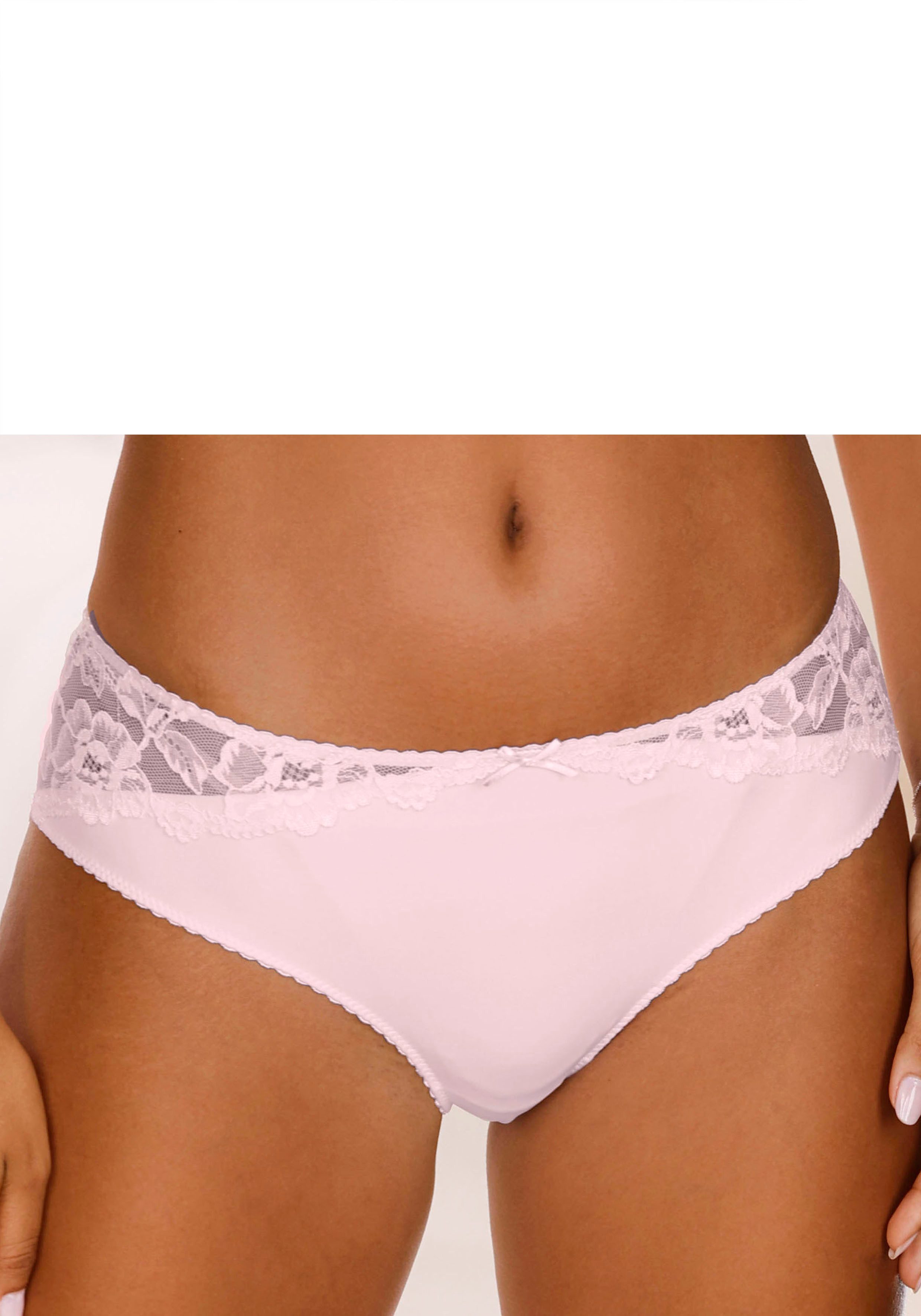 Lascana Tanga Vittoria met kanten inzetten dames slips maat 48/50 roze