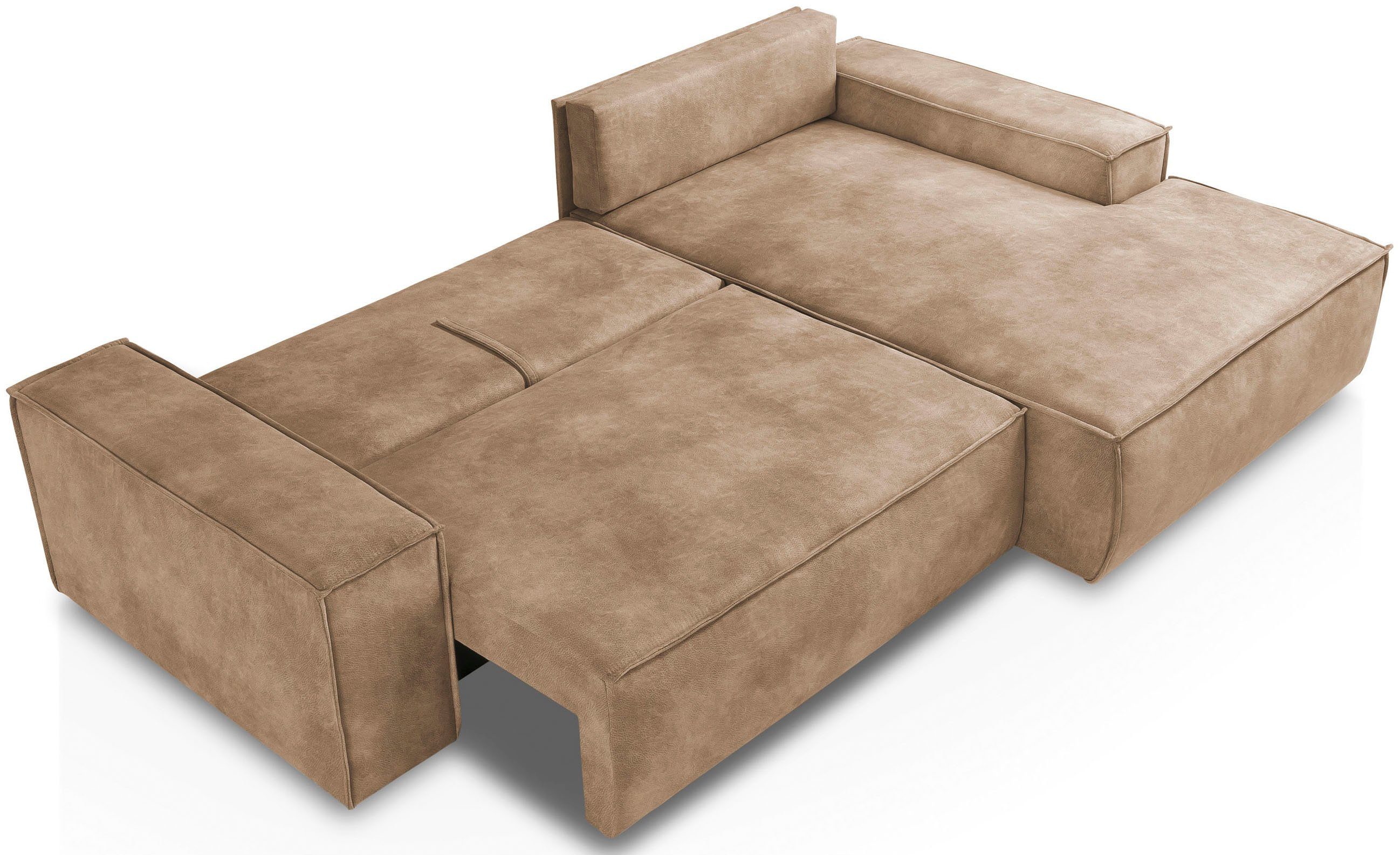 Home affaire Hoekbank SHERWOOD bedbank 267 cm, L-model, Slaapfunctie met bedlade (210x136 cm), cord, vintage, fluweel
