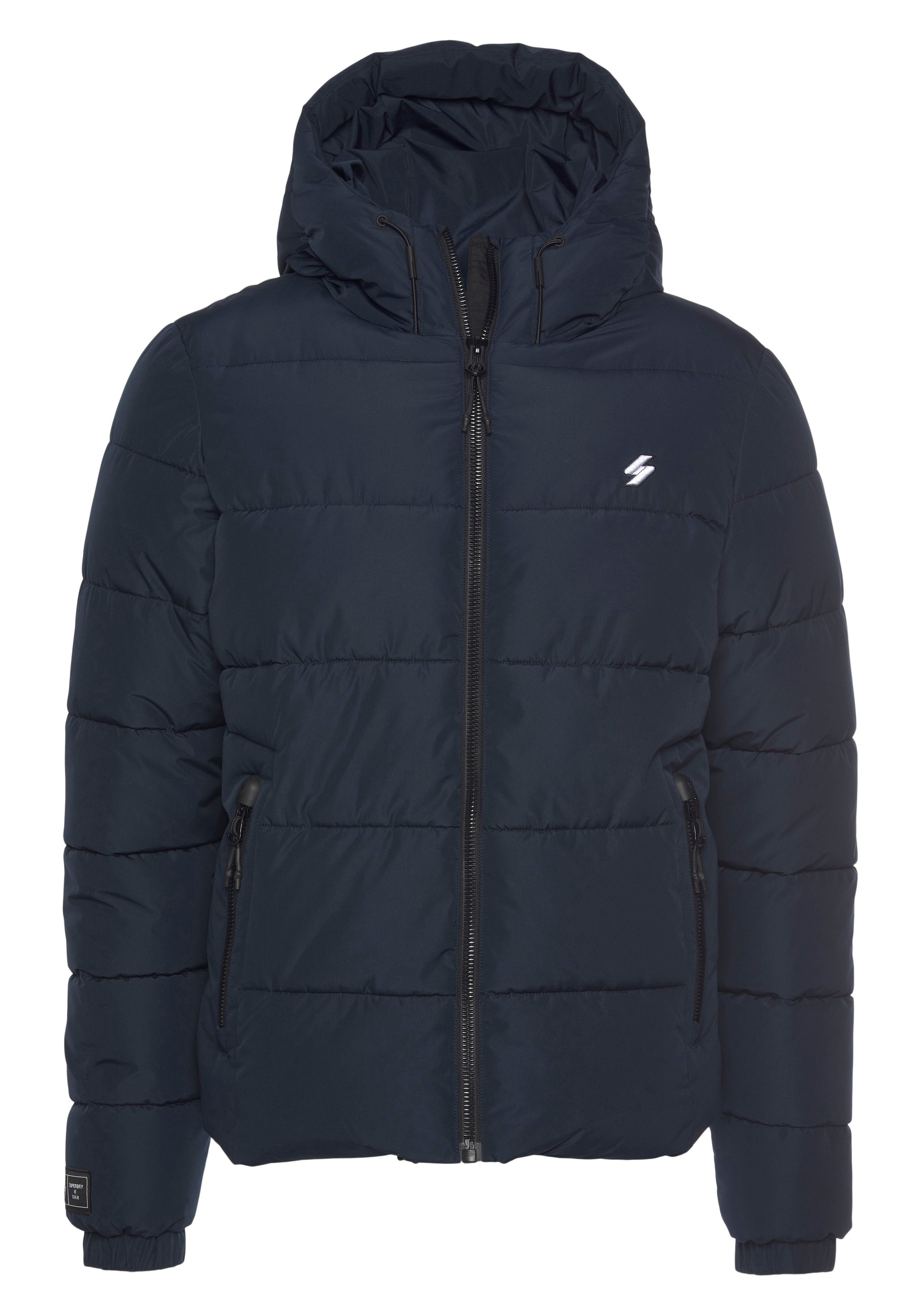 Superdry Gewatteerde jas HOODED SPORTS PUFFR JACKET met contrastkleurig borduursel