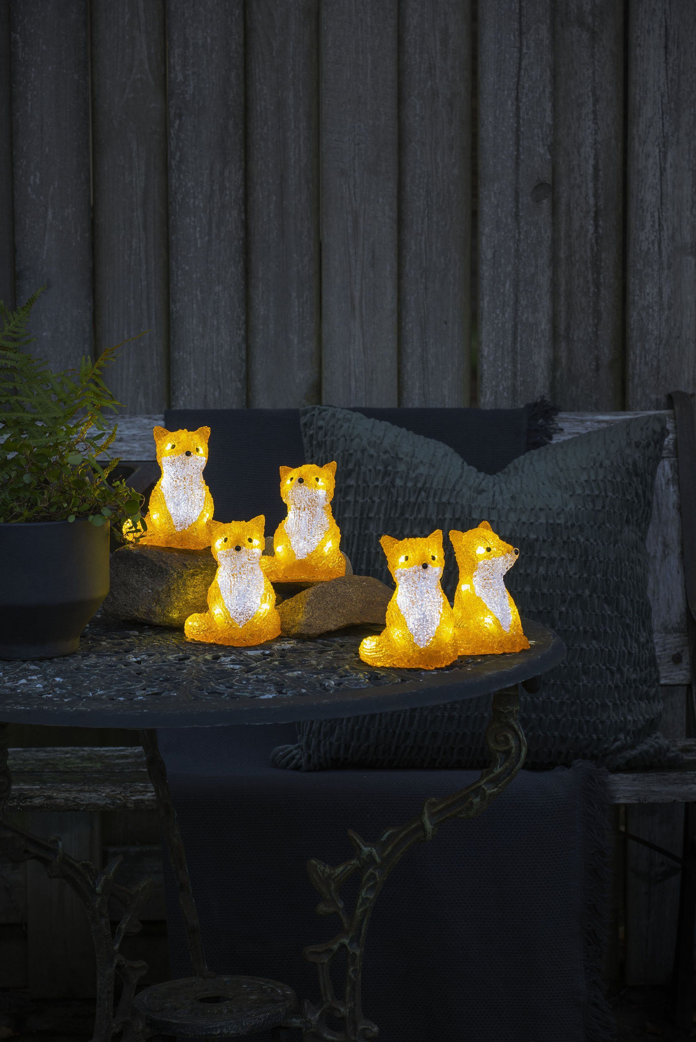 KONSTSMIDE Led-lichtsnoer Kerstversiering buiten Led acryl vossen zittend, set van 5, 40 koudwitte dioden (1 stuk)