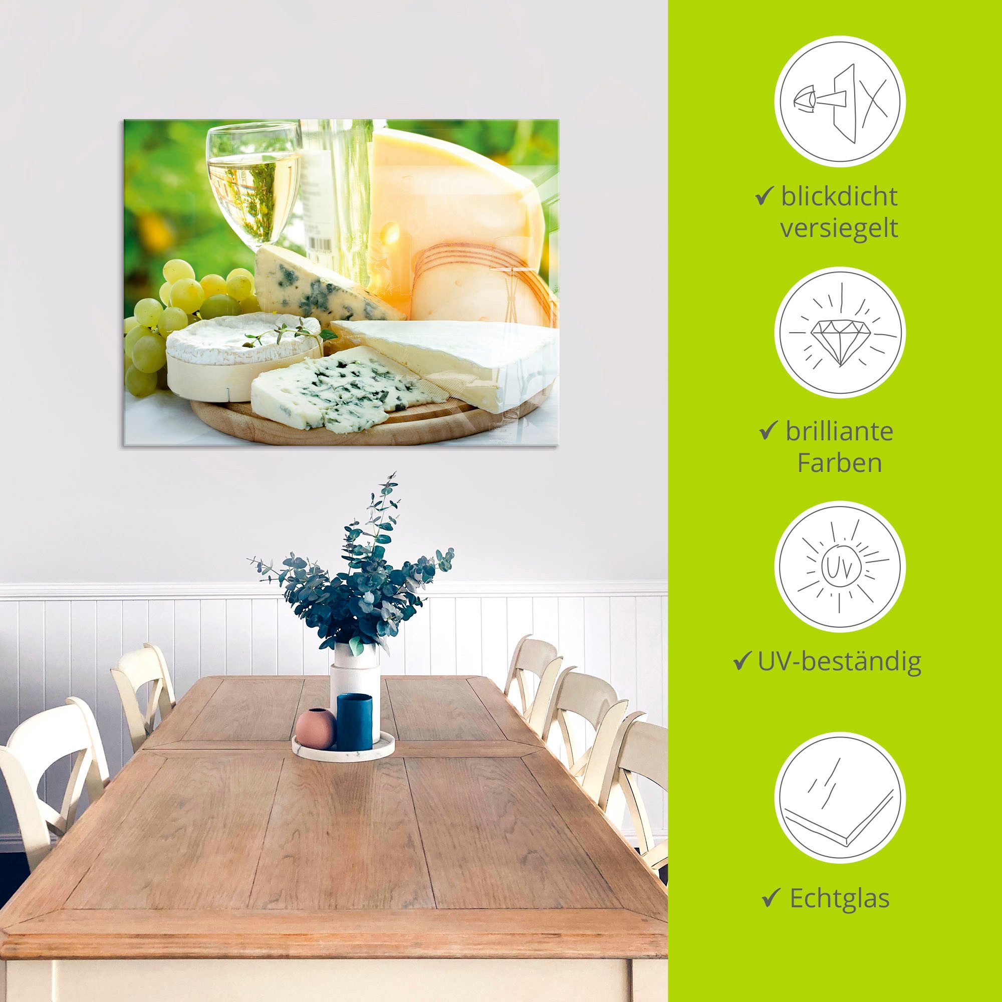 Artland Print op glas Kaas & wijn in verschillende maten