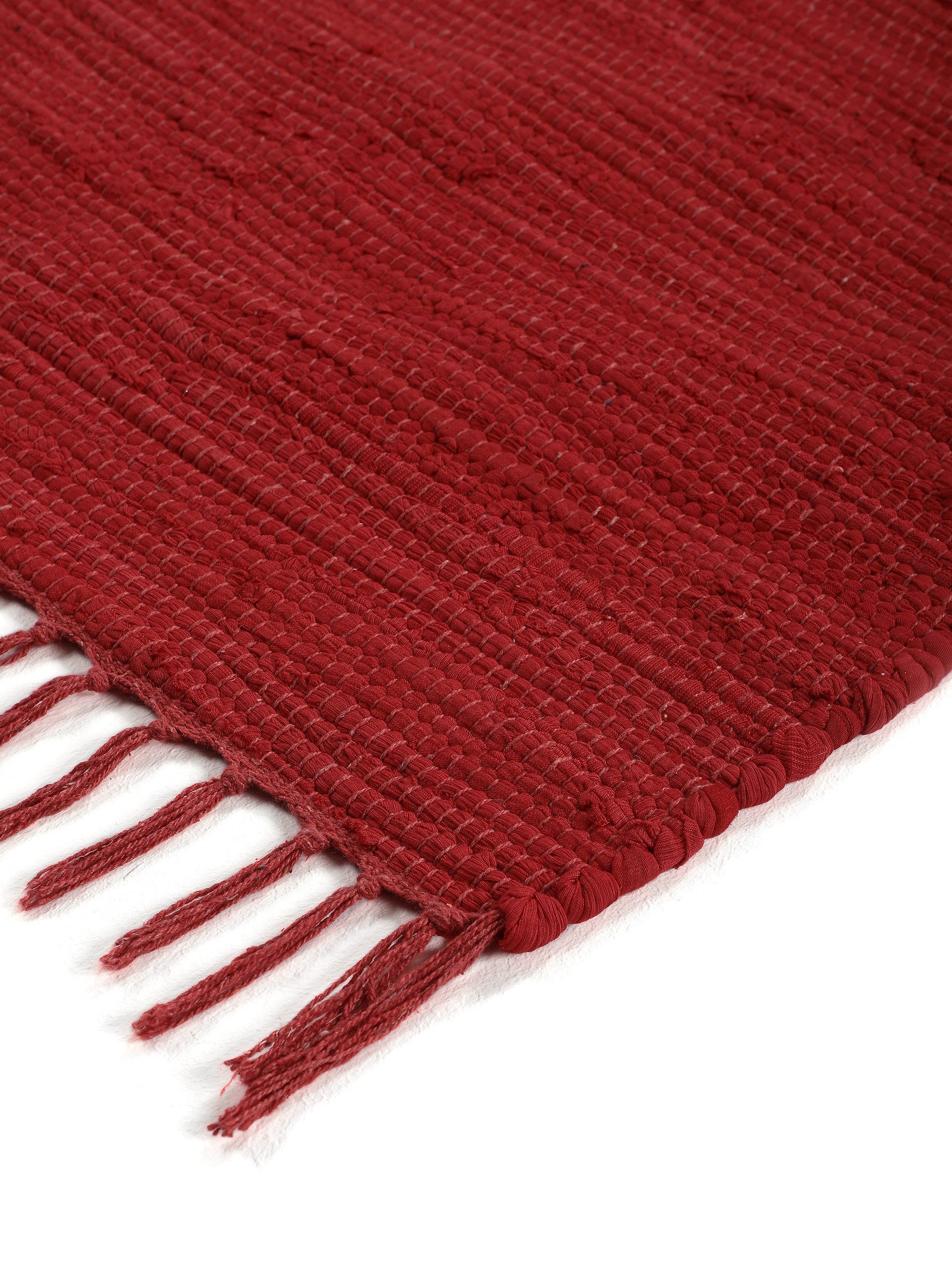 carpetfine Vloerkleed Kelim Chindi uni Tweezijdig te gebruiken kleed, puur katoen, met de hand geweven, unikleuren, met franje