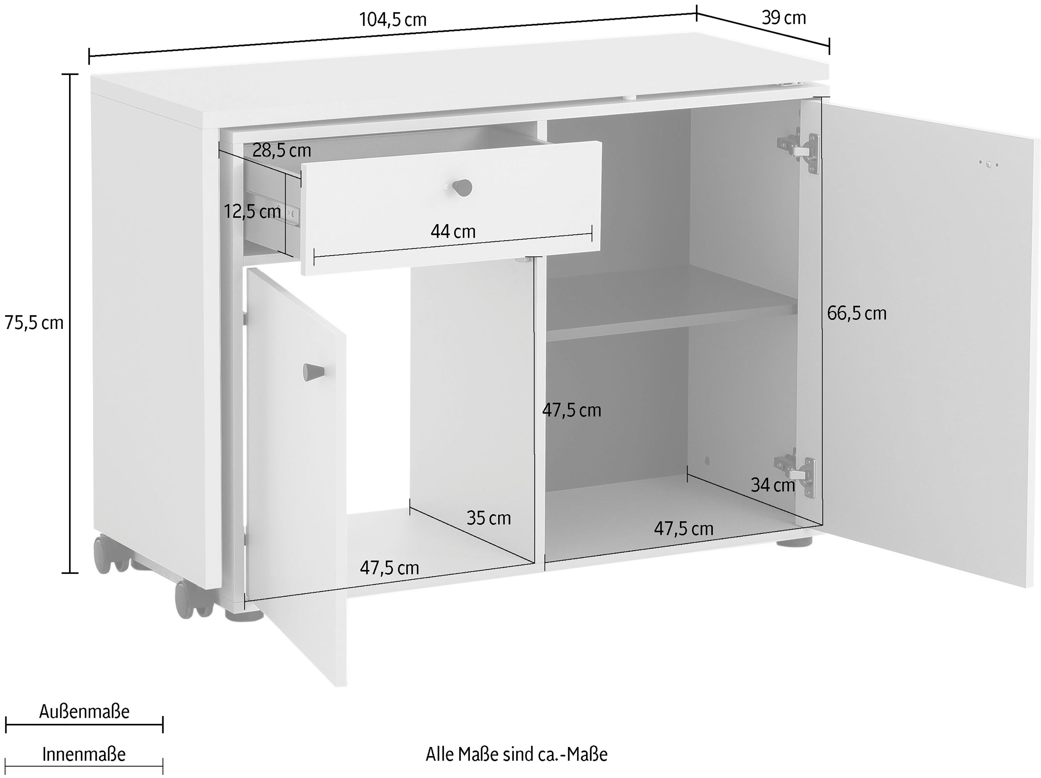 Schildmeyer Commode Lovund, breedte 104 cm Met draaibaar tafelblad
