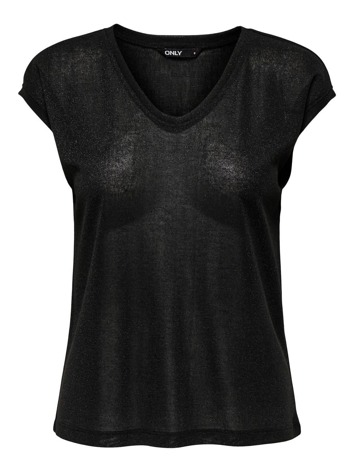 Only Shirt met korte mouwen ONLSILVERY S/S V NECK LUREX TOP JRS NOOS